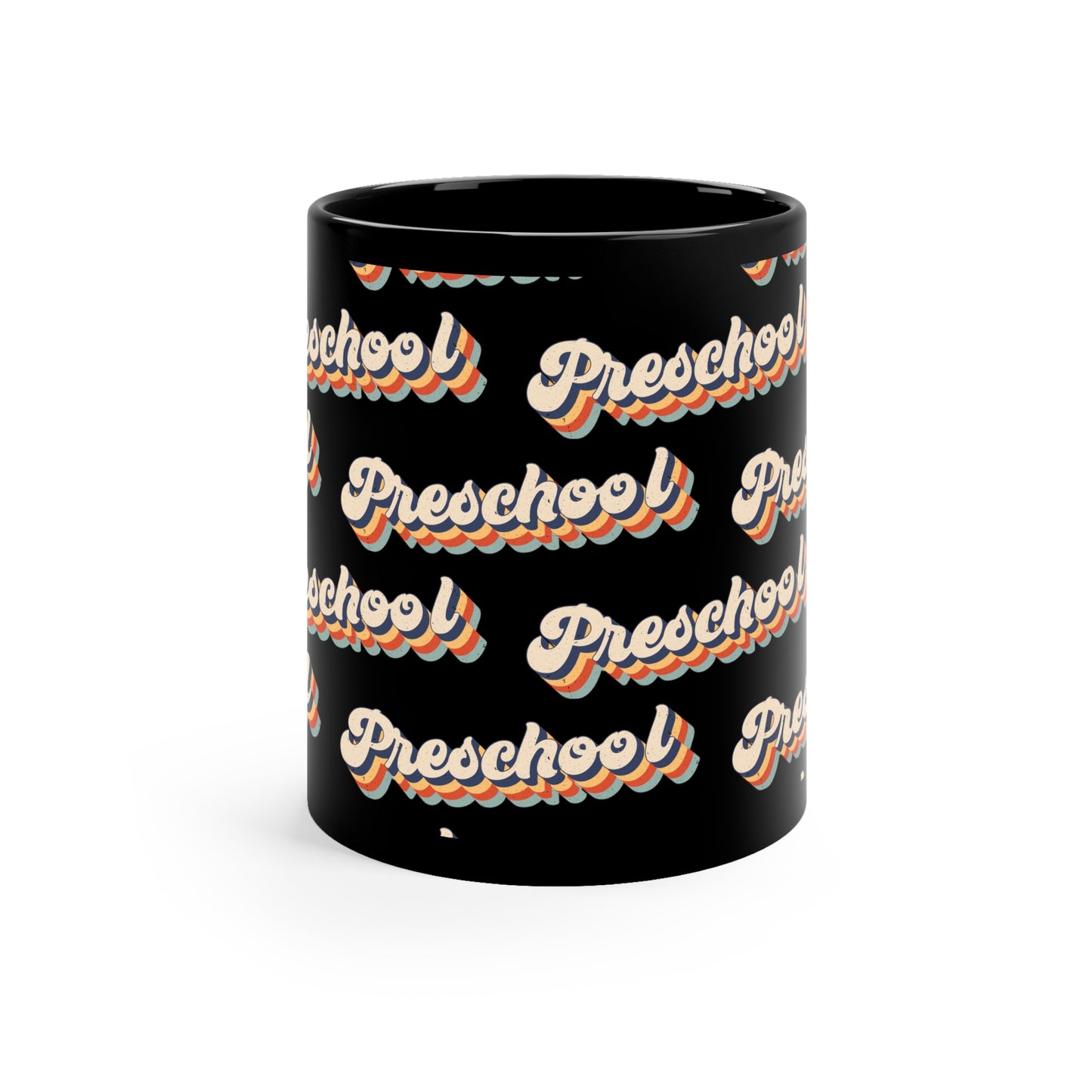 Retro Preschool 11oz Black Mug