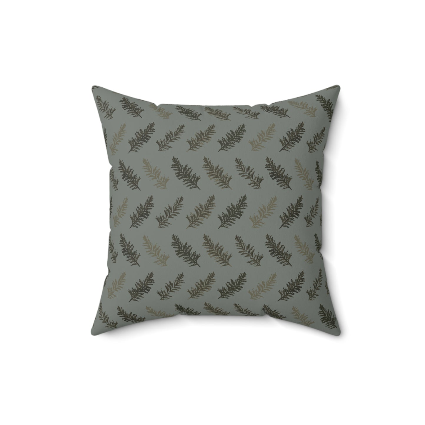 Cedar Leaves Green Fall/ Halloween Spun Polyester Square Pillow