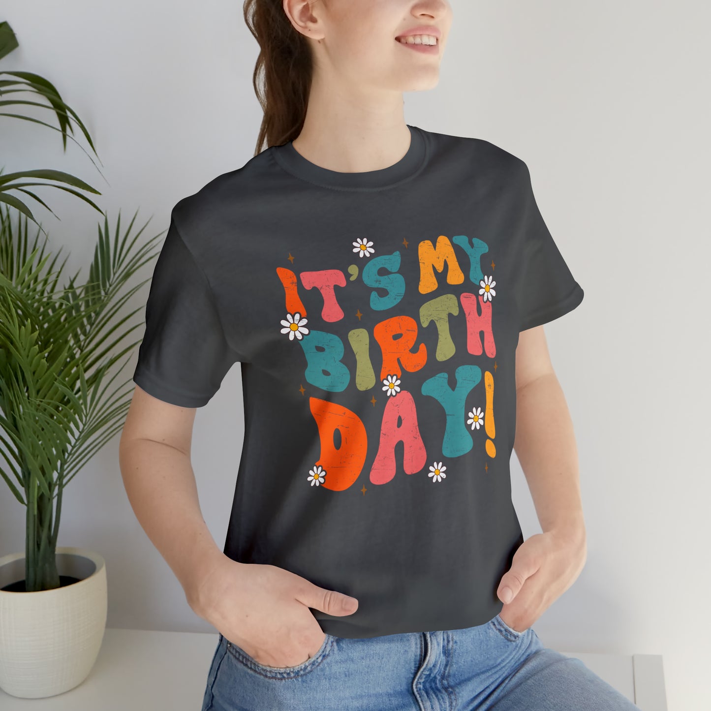 Distressed It's My Birthday Colorful Daisy T-Shirt