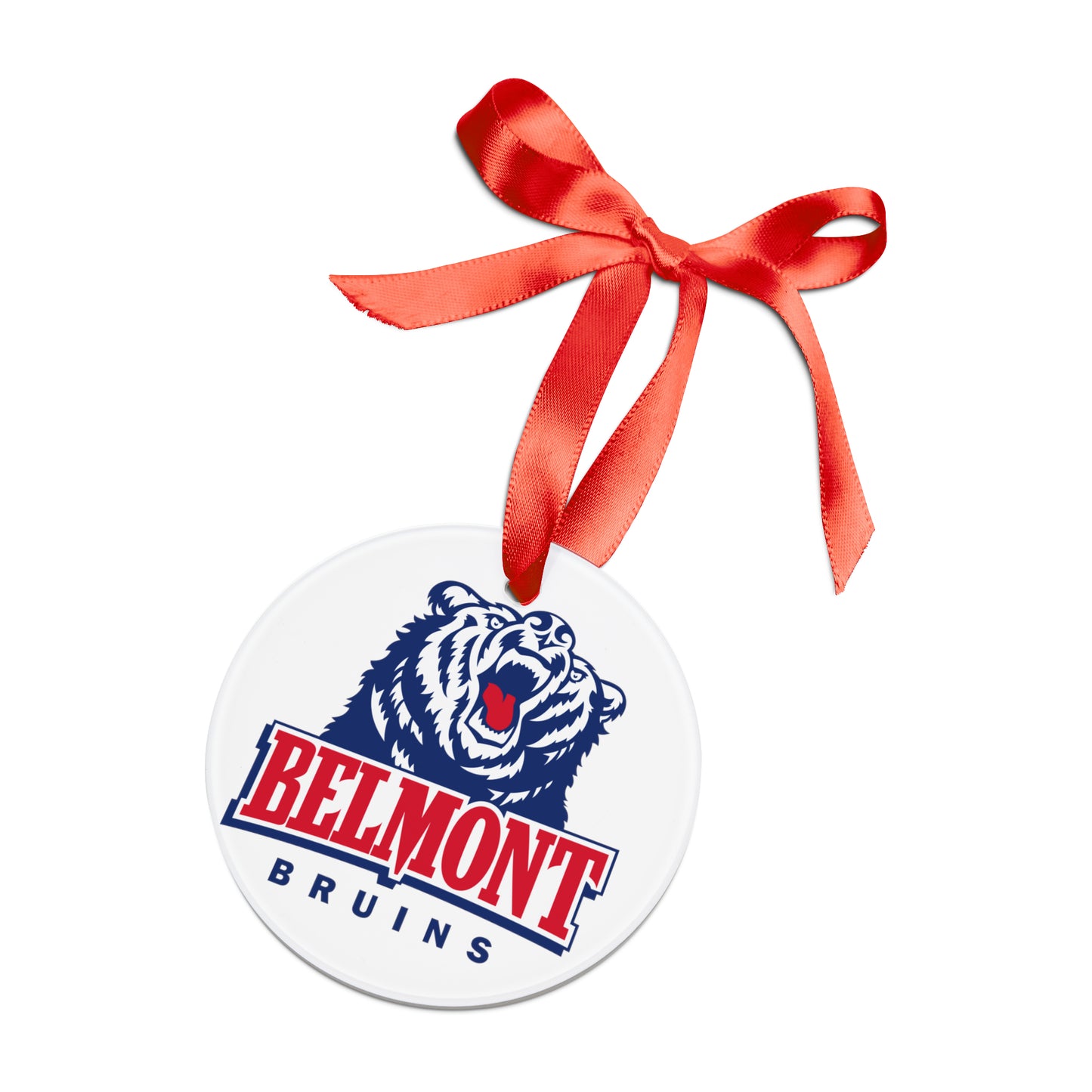 Belmont Bruins Ornament with Ribbon - White