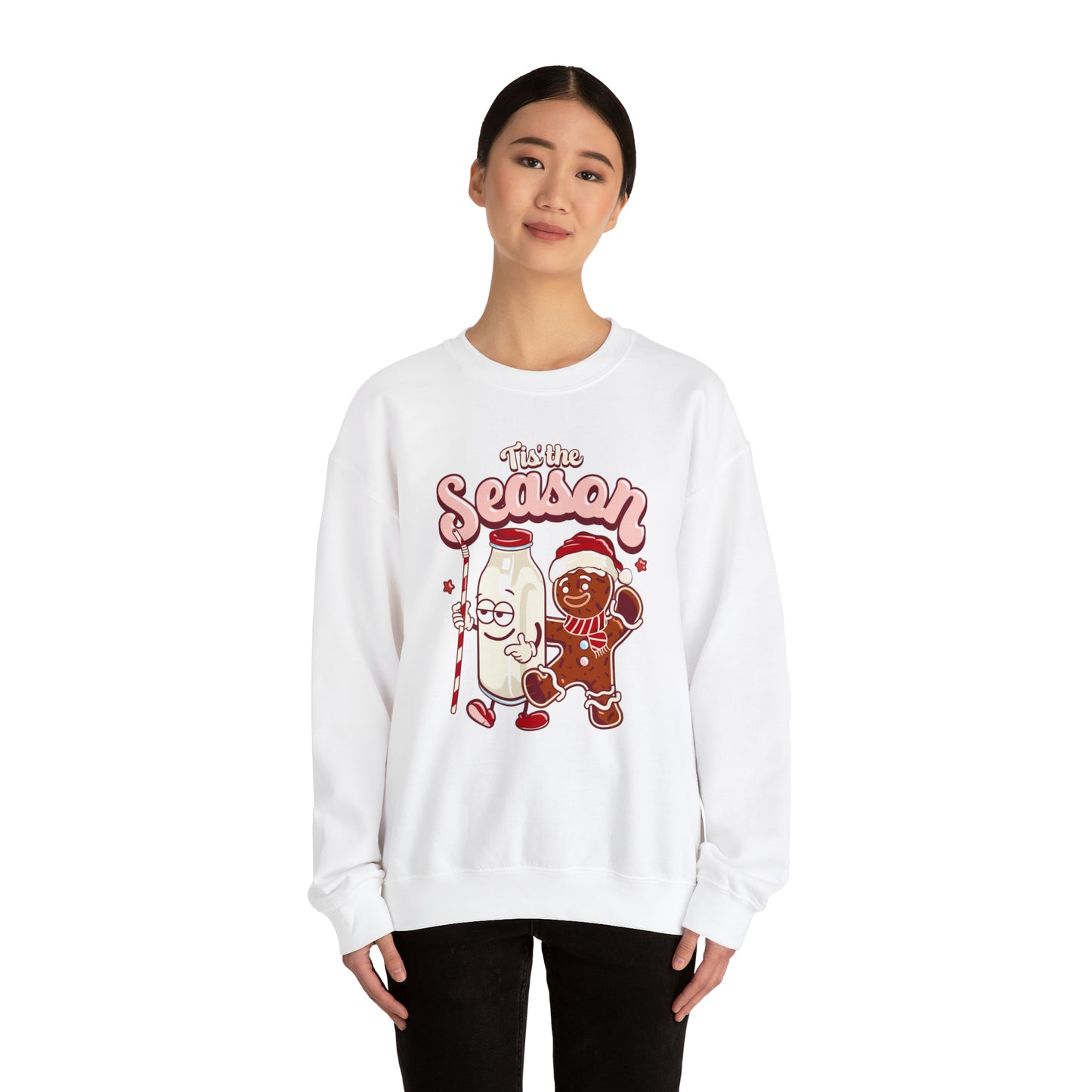 'Tis the Season Gingerbread and Milk Christmas Unisex Heavy Blend™ Crewneck Sweatshirt