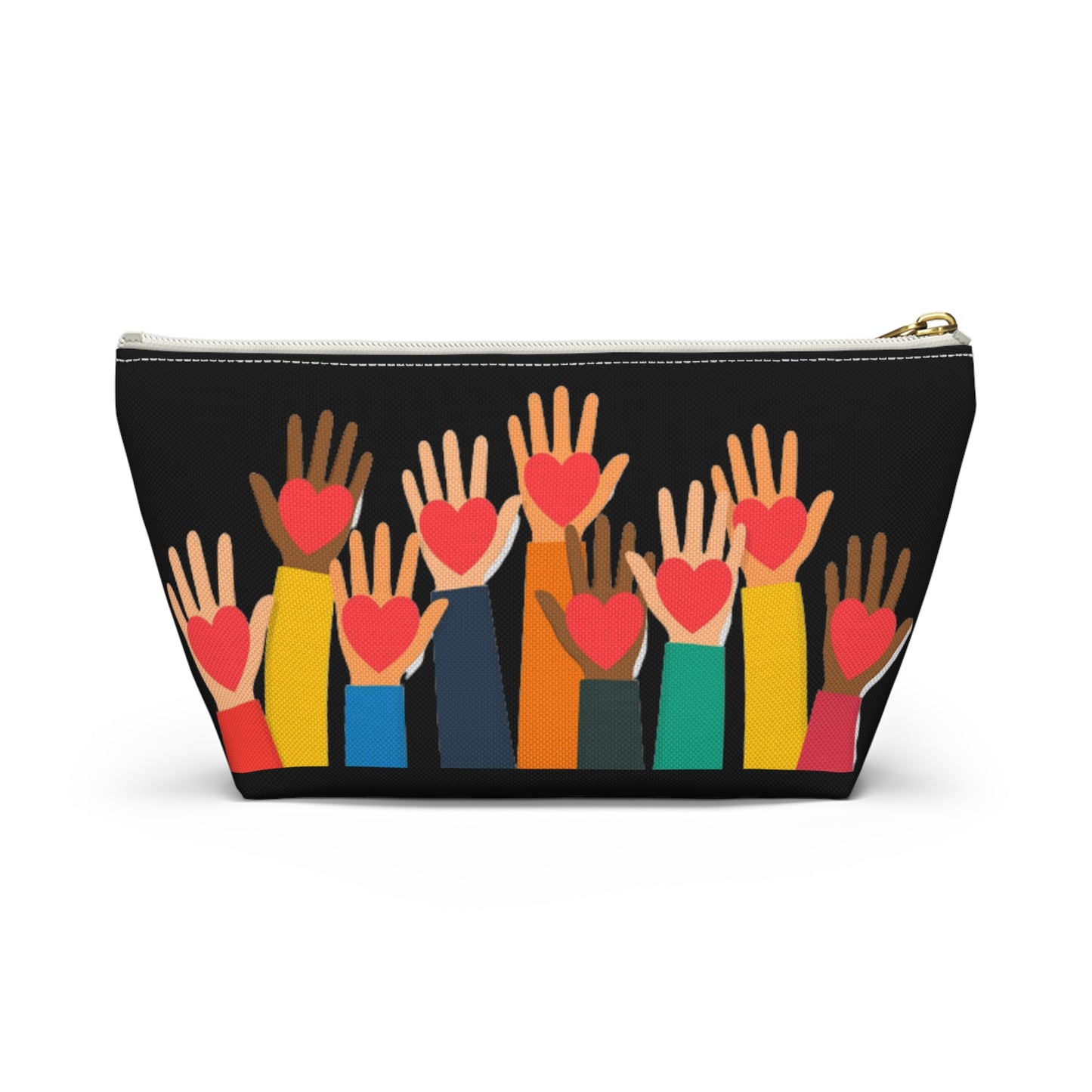 Hearts Hands and Love Print Design Accessory Pouch w T-bottom