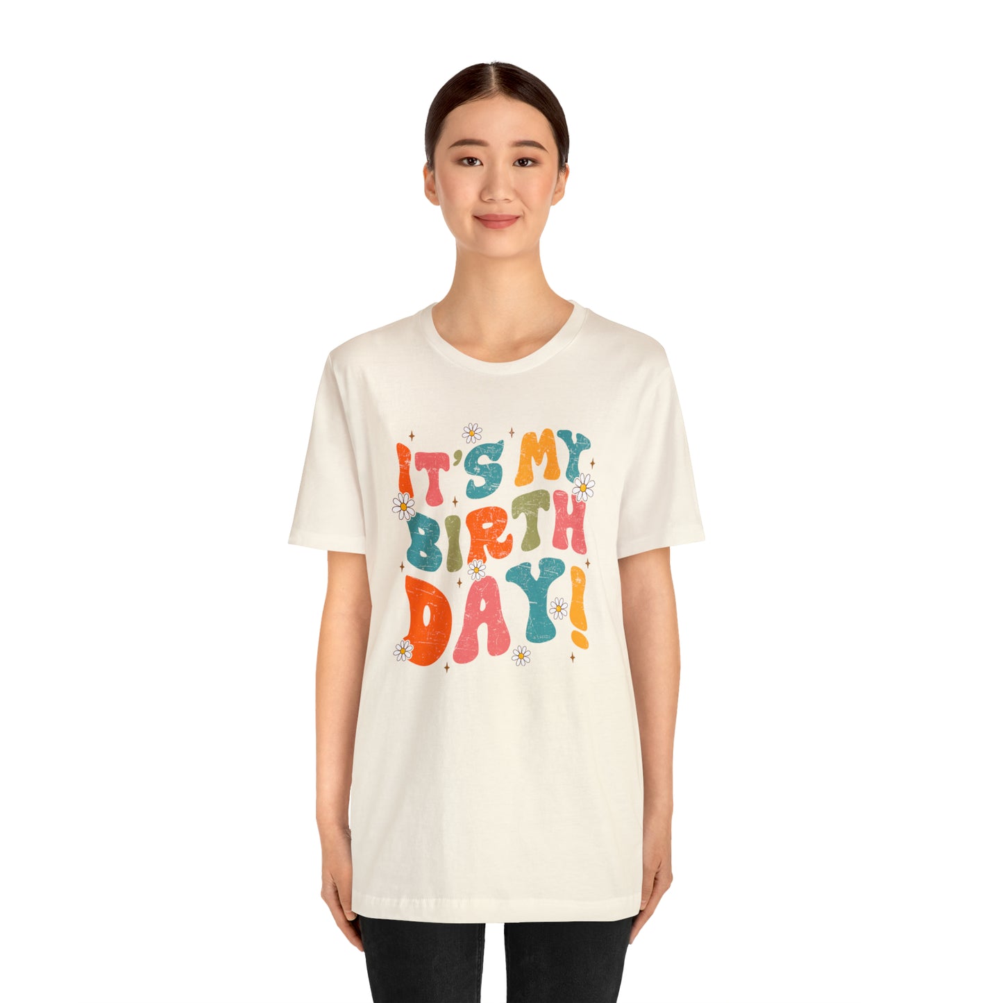 Distressed It's My Birthday Colorful Daisy T-Shirt