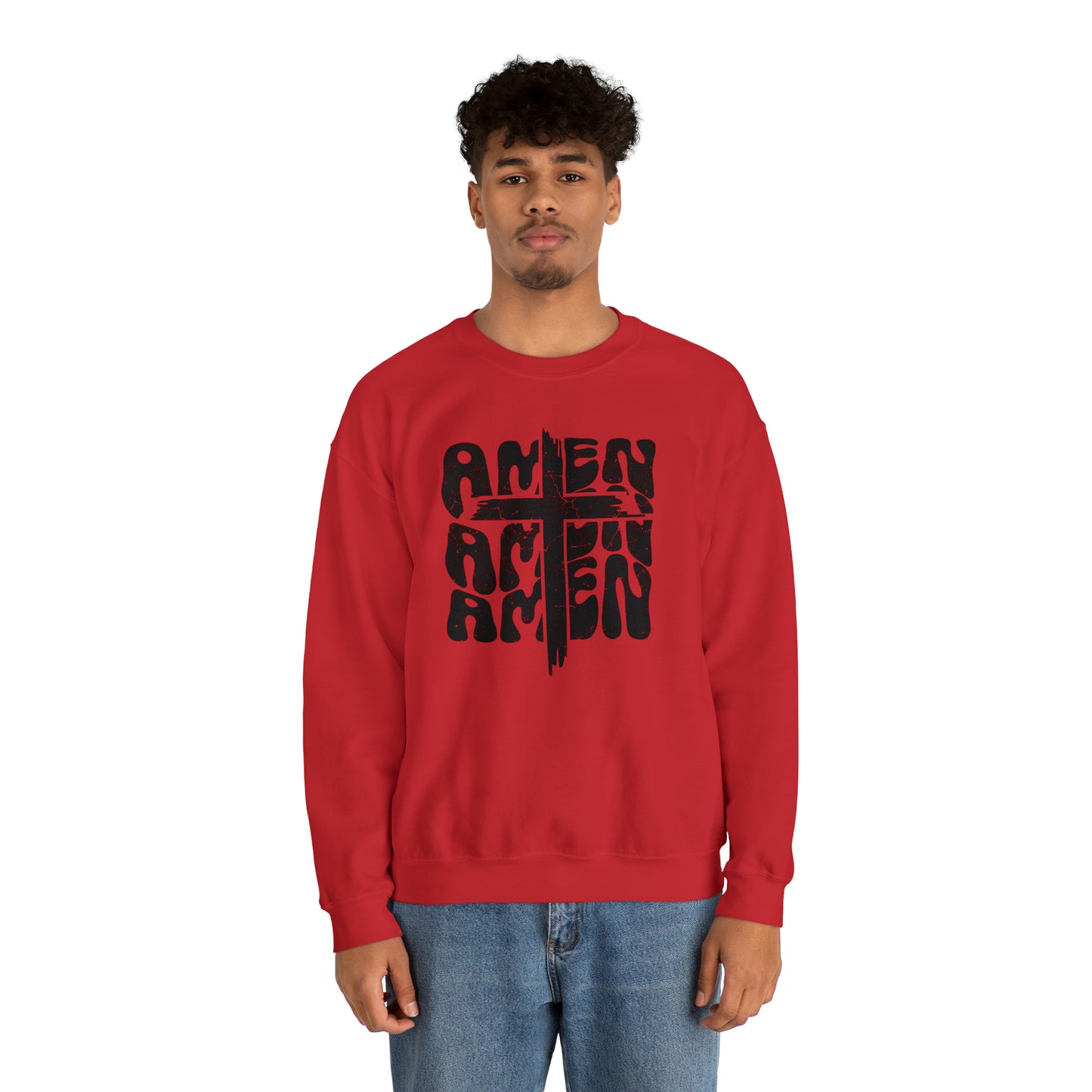 Amen Amen Amen with Cross Design Heavy Blend™ Crewneck Sweatshirt