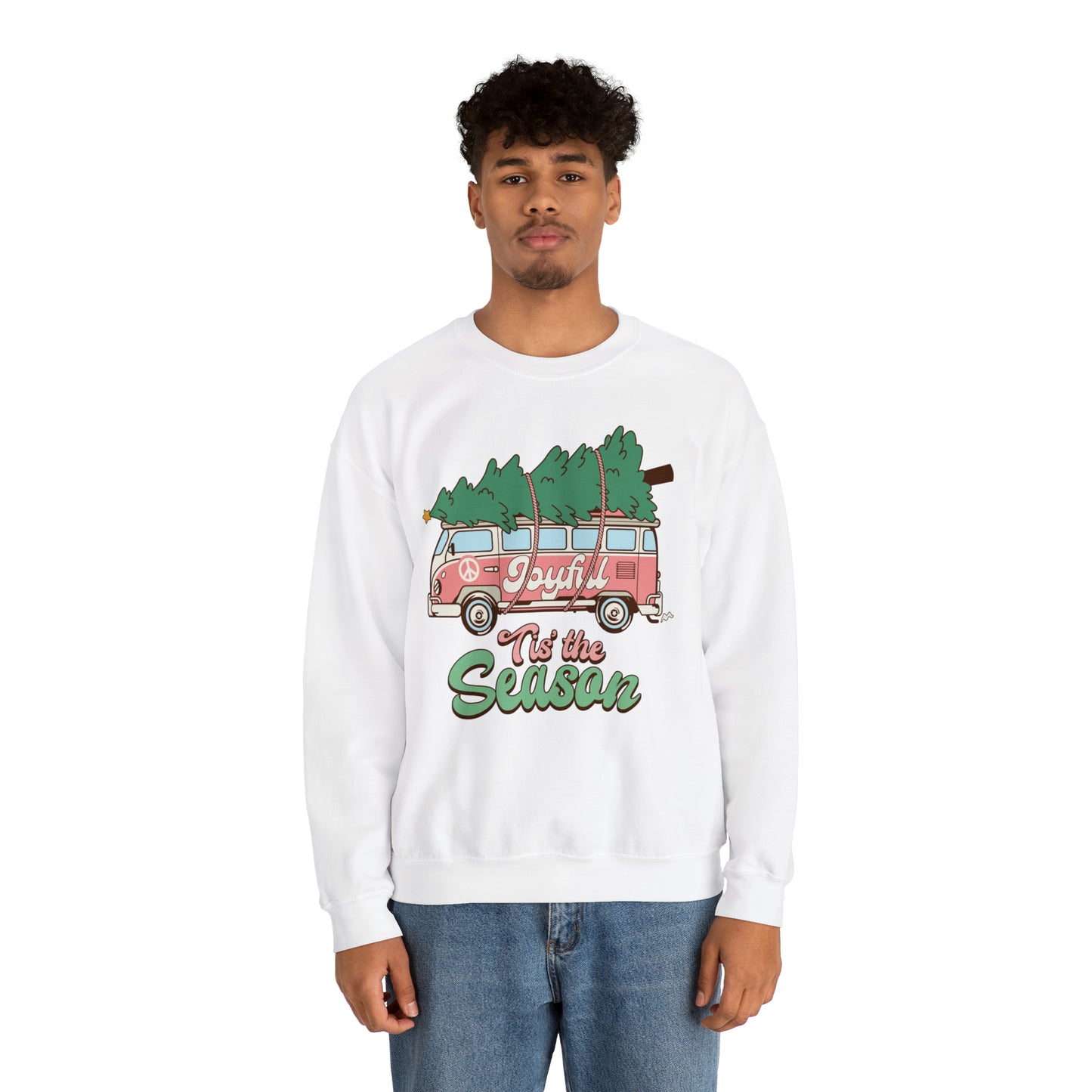 Tis the Season Retro Christmas Van Unisex Heavy Blend™ Crewneck Sweatshirt