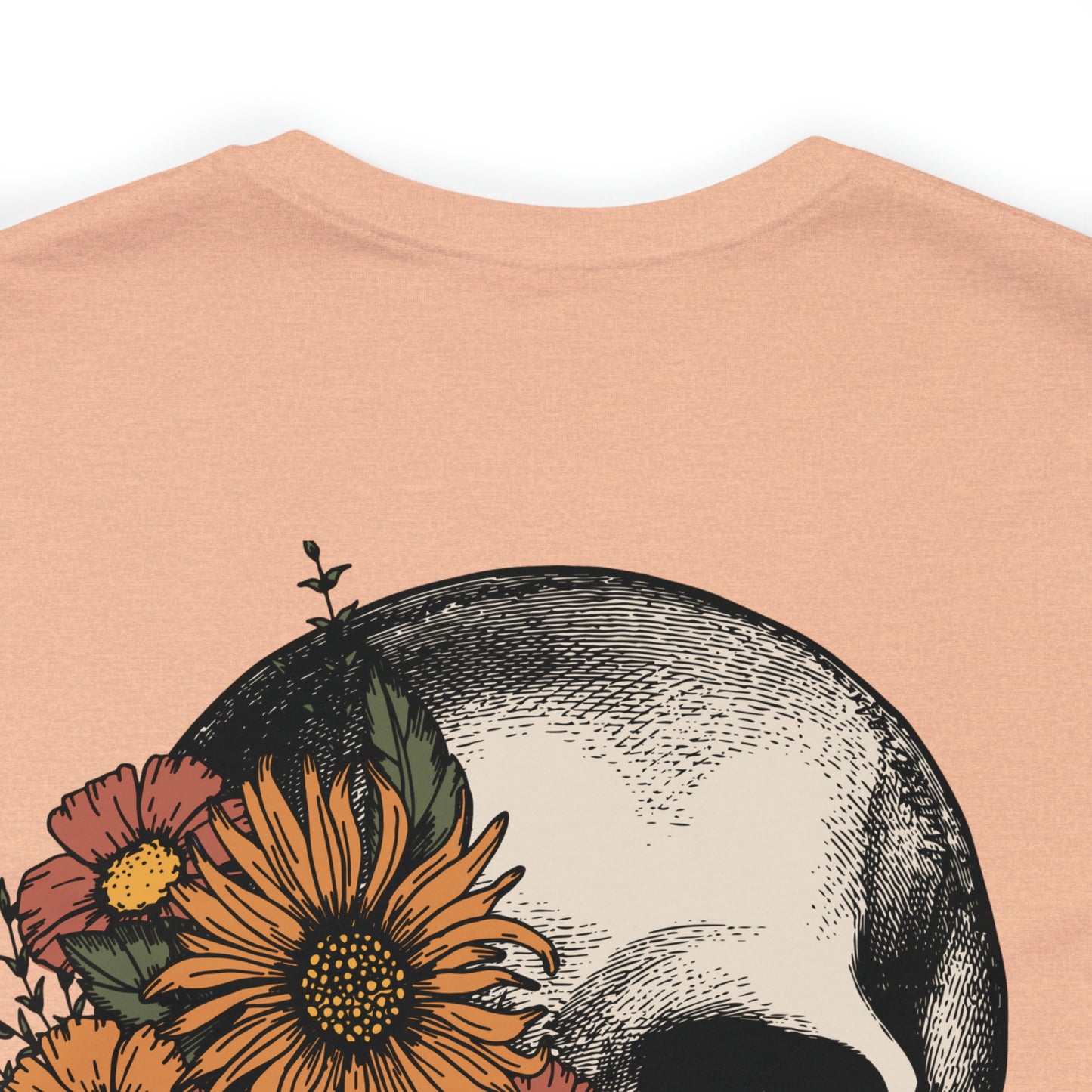 Floral Skeleton Head Front and Back Design T-Shirt