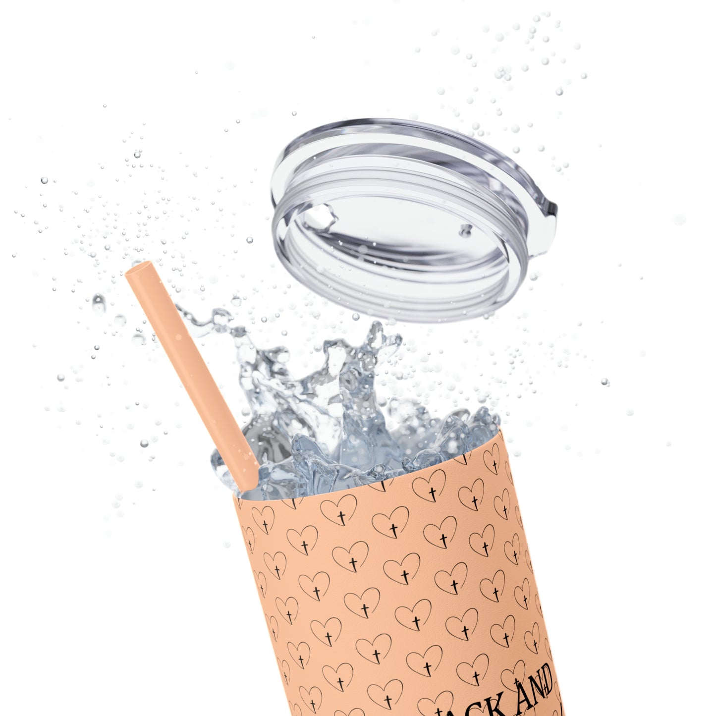 Look Back and Thank God Look Forward and Trust God Christian Skinny Tumbler with Straw, 20oz