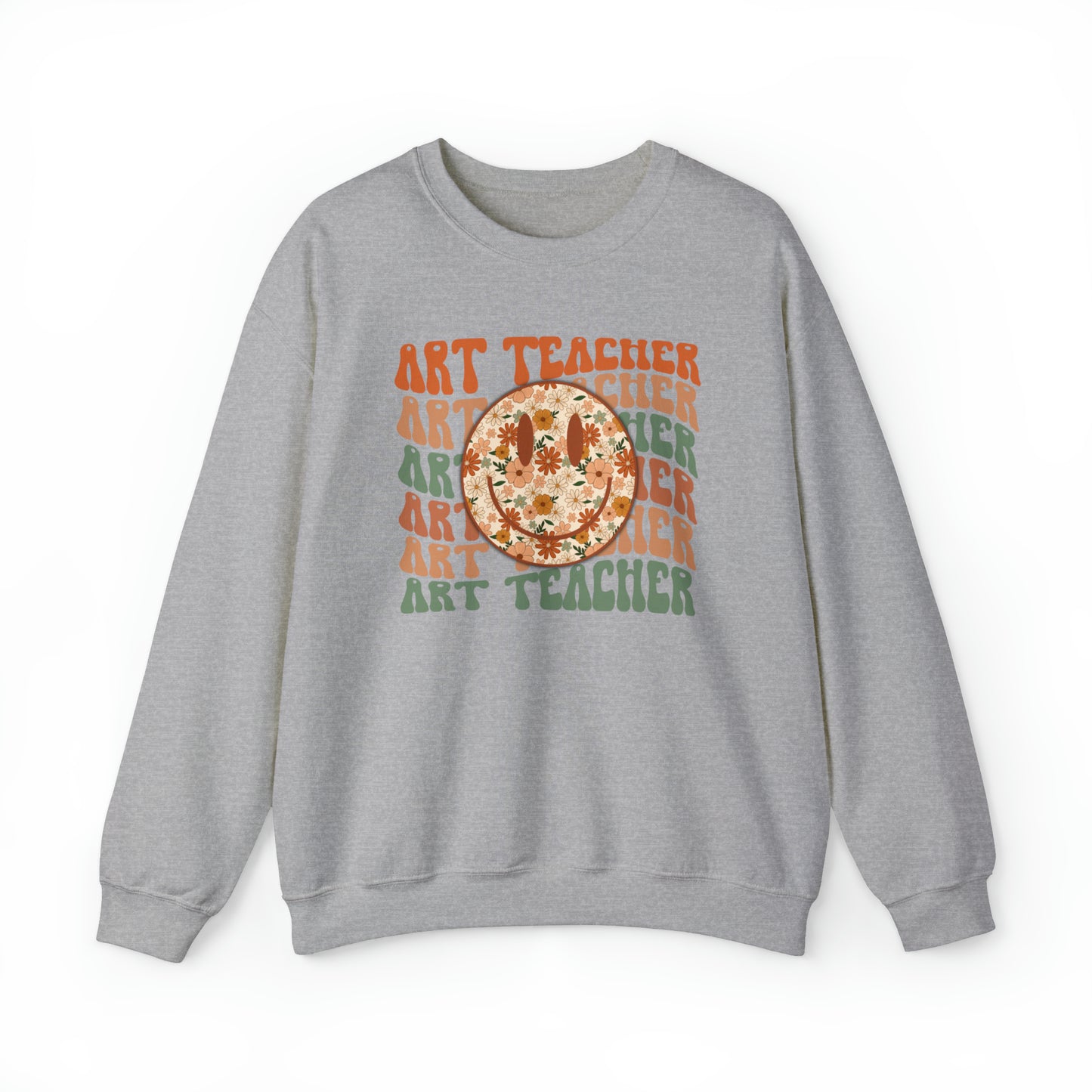 Art Teacher with Smiley Face Heavyweight Crewneck Sweatshirt