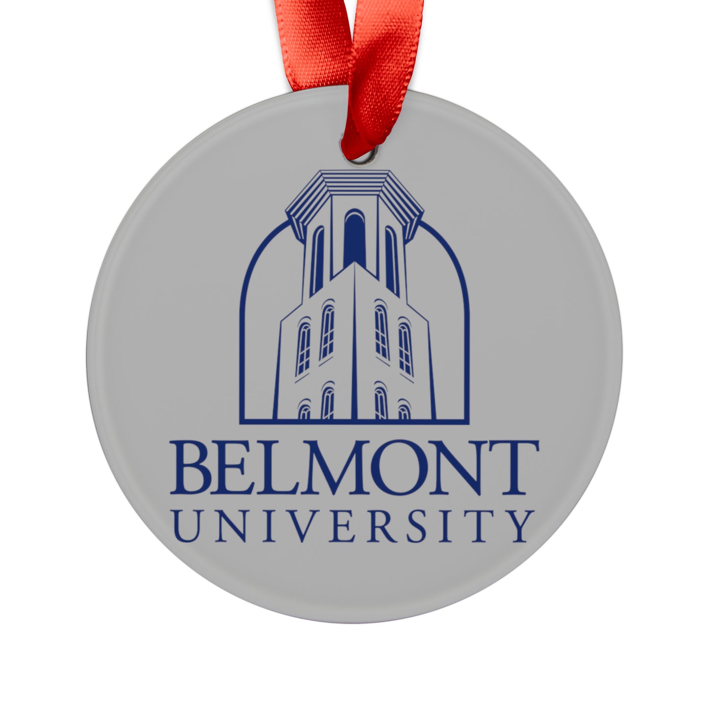 Belmont University Tower Logo Simple Ornament with Ribbon - Gray