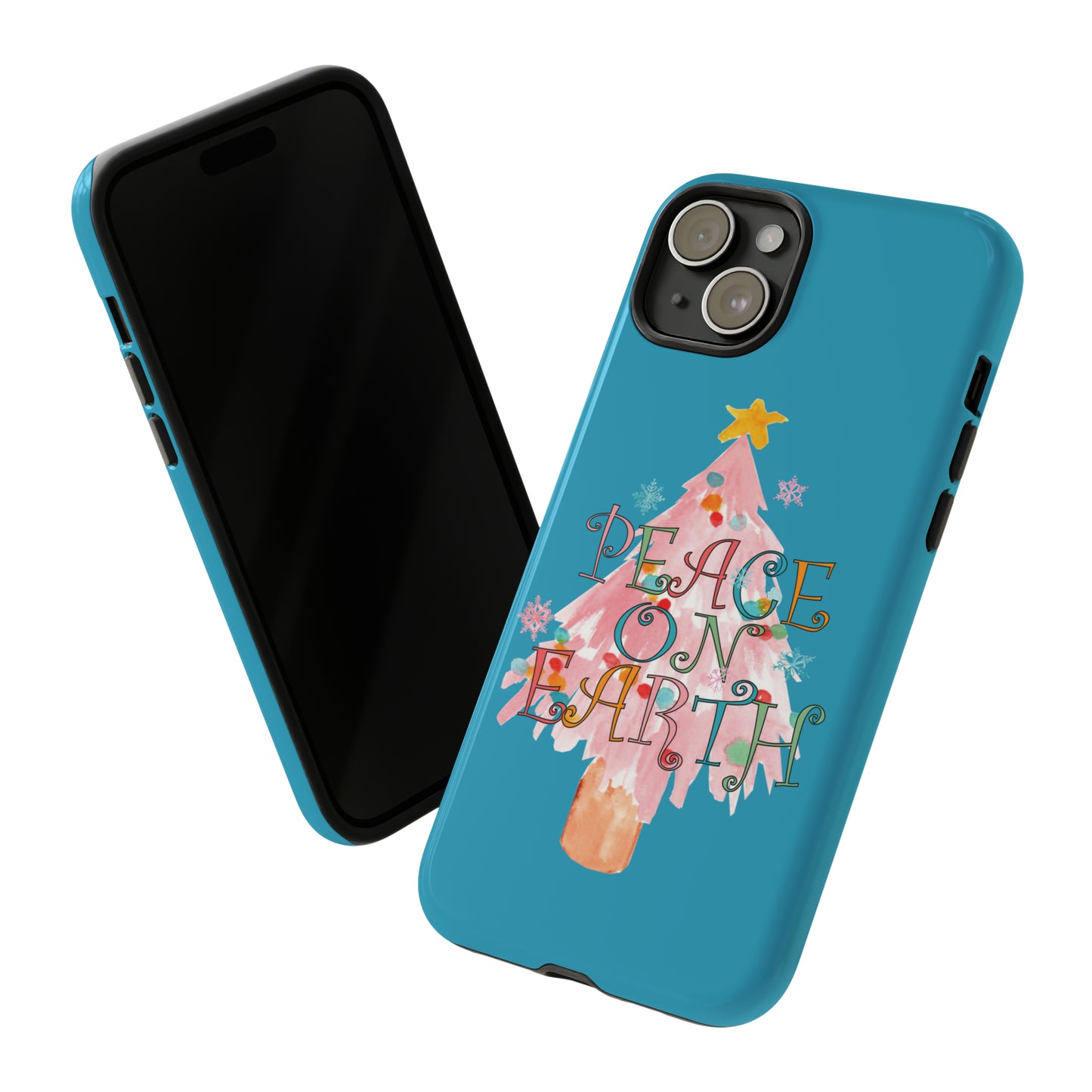 Peace on Earth Christmas/ Holiday Apple iPhone Tough Cases - Turquoise
