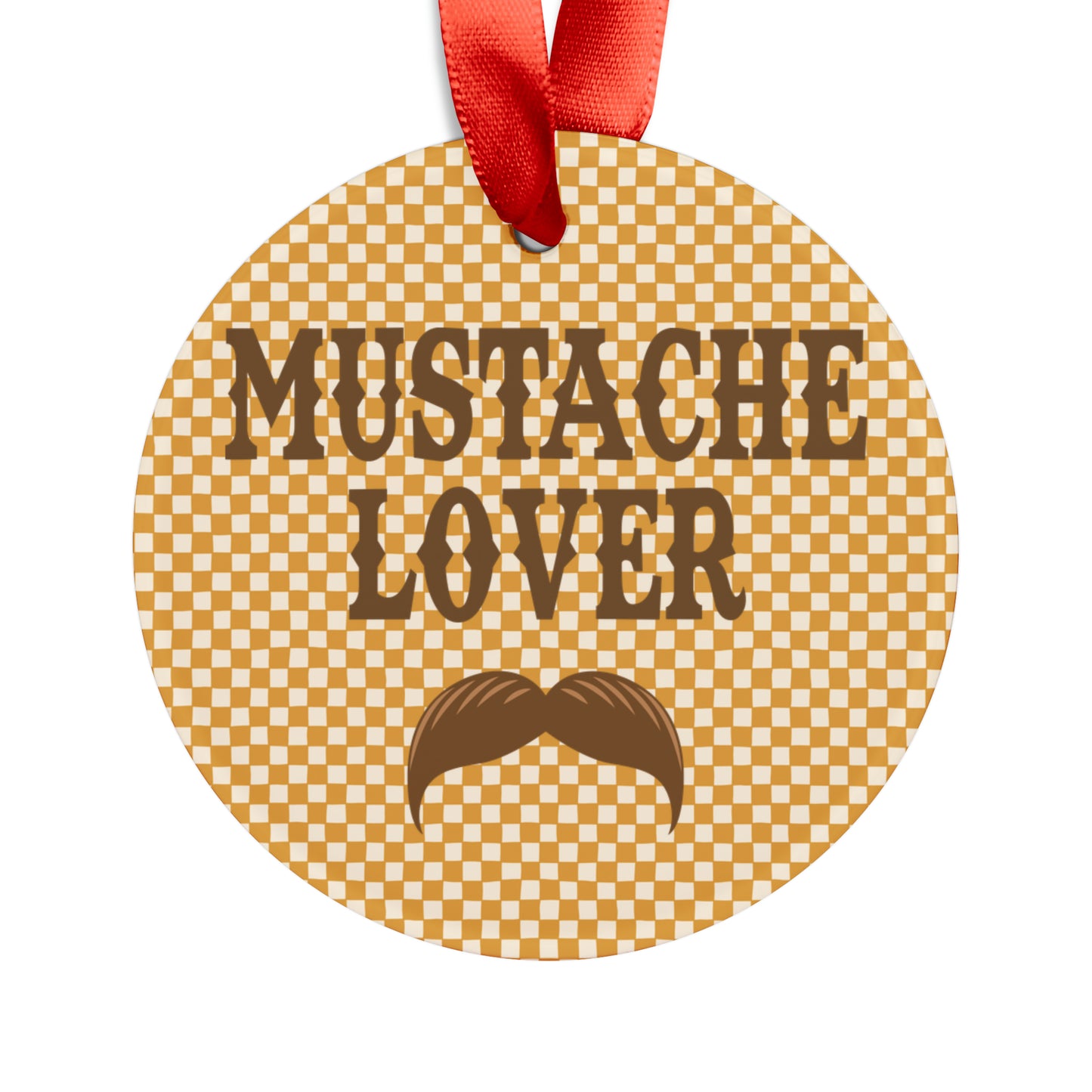 Mustache Lover Ornament with Ribbon