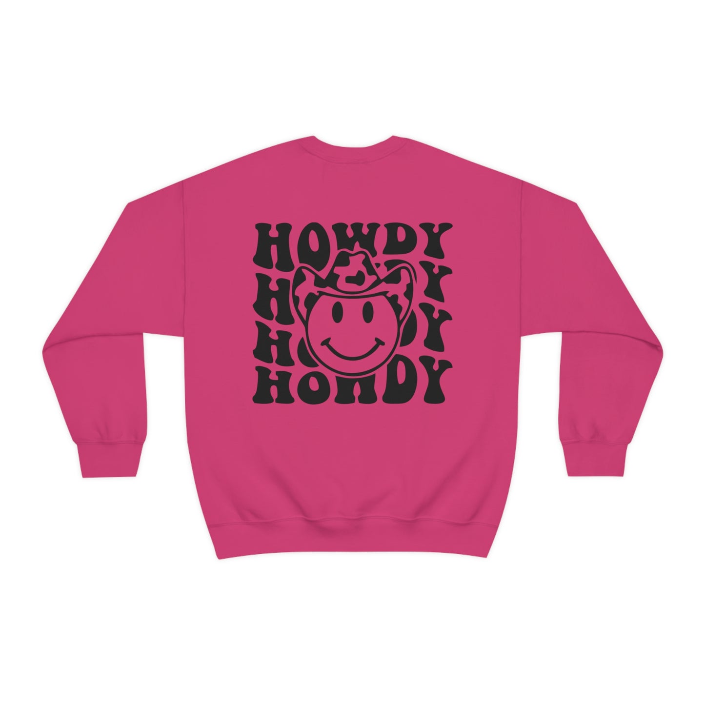 "Smiley Face HOWDY" (Front and Back Design) - Unisex Heavy Blend™ Crewneck Sweatshirt