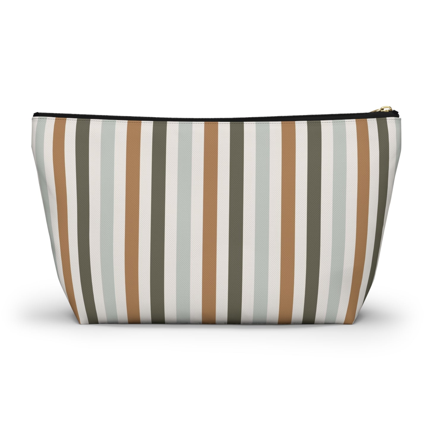 Fall Retro Brown Striped Print Design  Accessory Pouch w T-bottom
