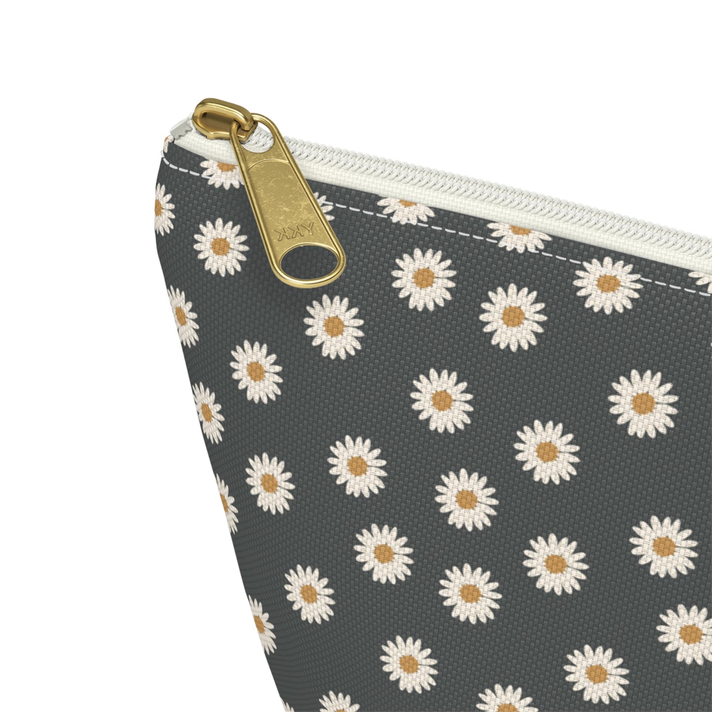 Boho White Daisy Design Accessory Pouch w T-bottom