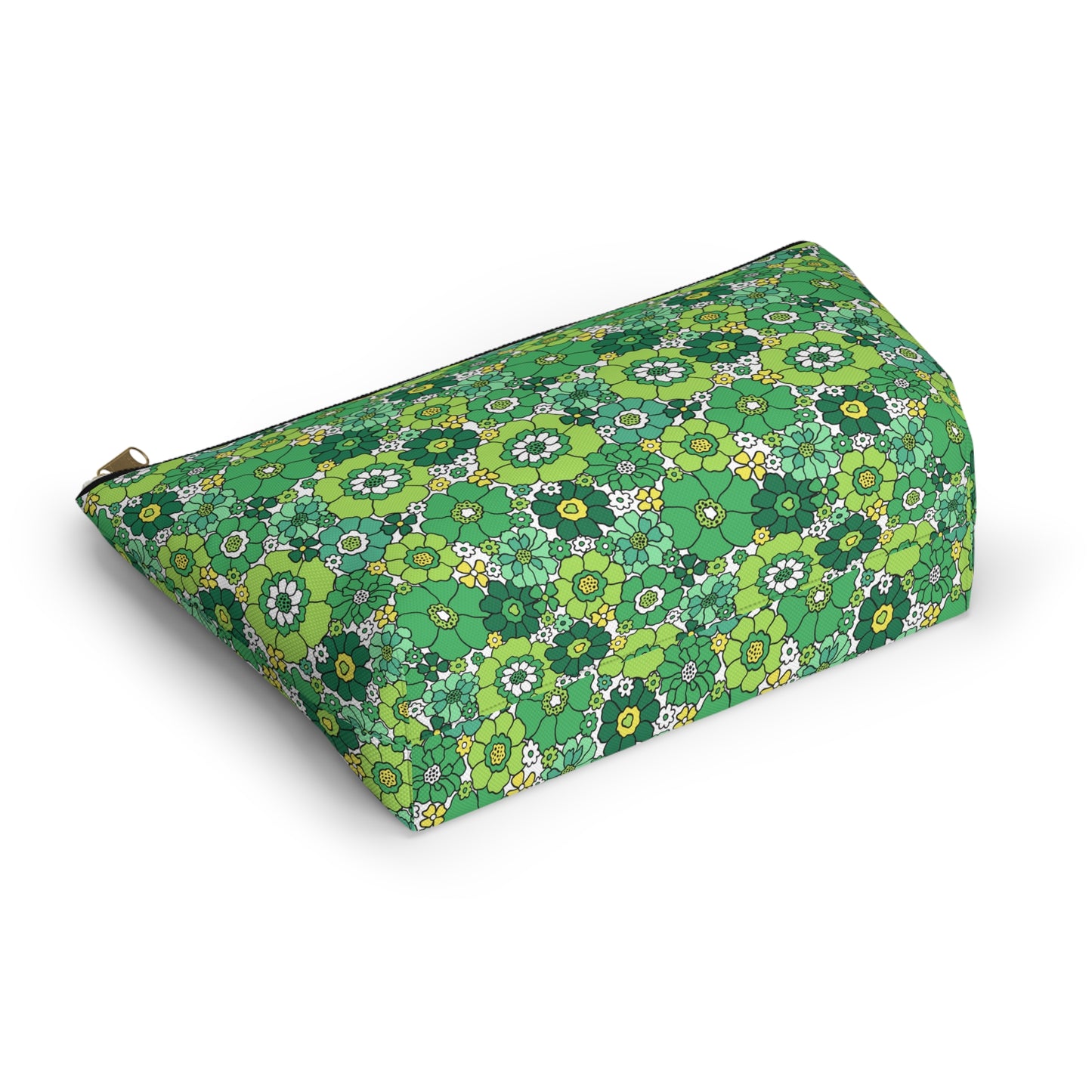 St. Patrick's Day Green Floral Print Design Accessory Pouch w T-bottom