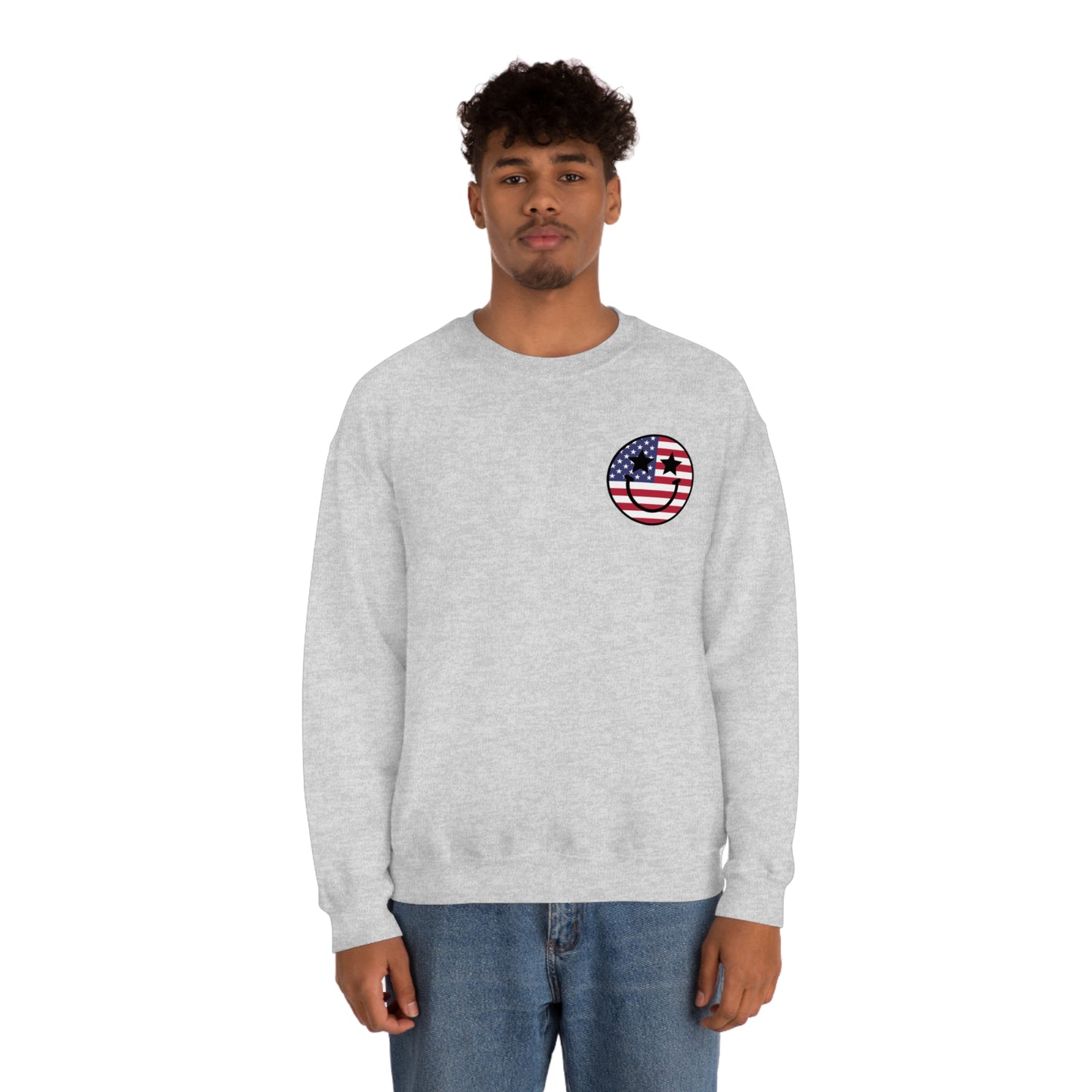 "Jesus Christ and Stars and Stripes" (Front & Back Design) - Unisex Heavy Blend™ Crewneck Sweatshirt
