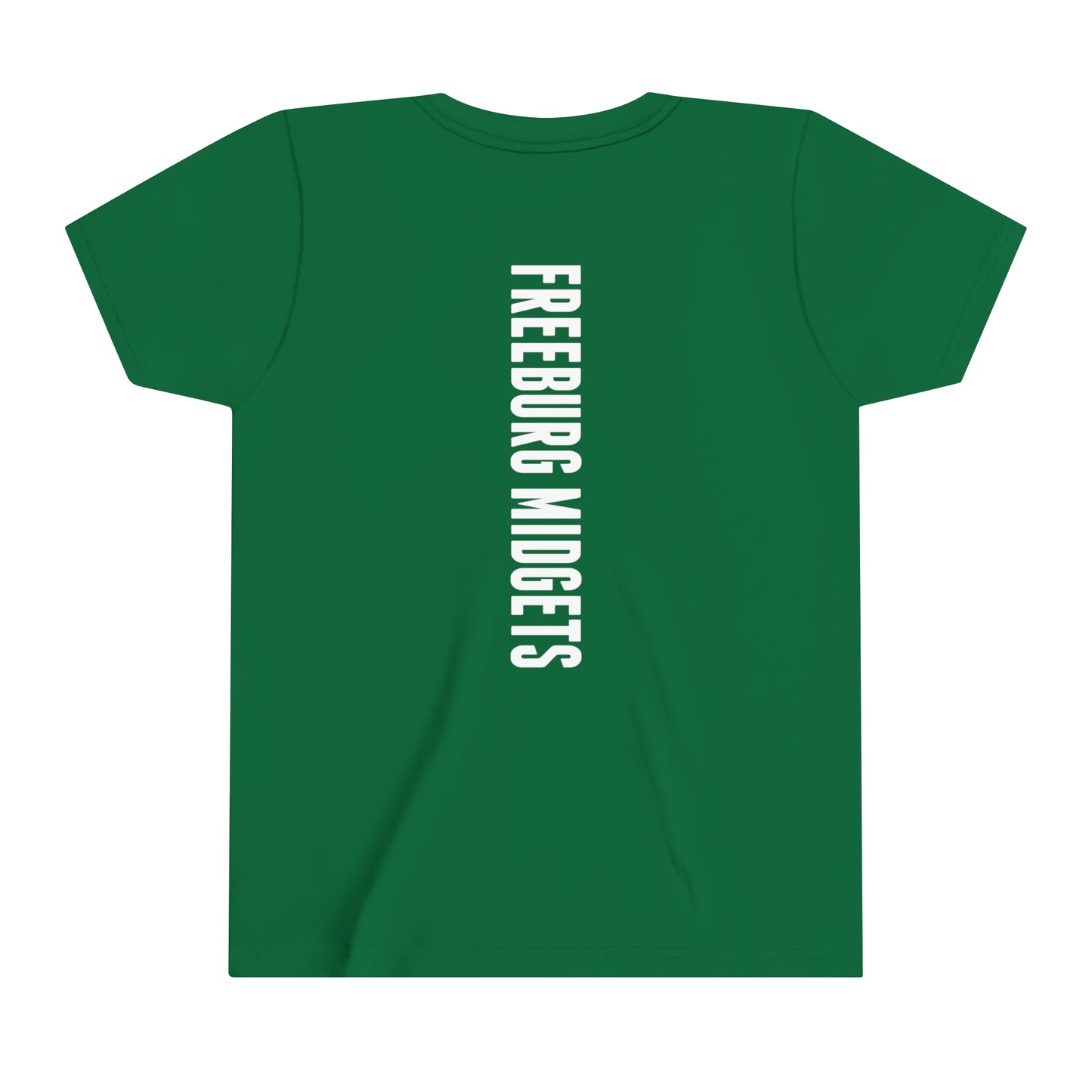 YOUTH - Front and Back Design - Varsity F Vertical Freeburg Midgets Logo - Short Sleeve Tee