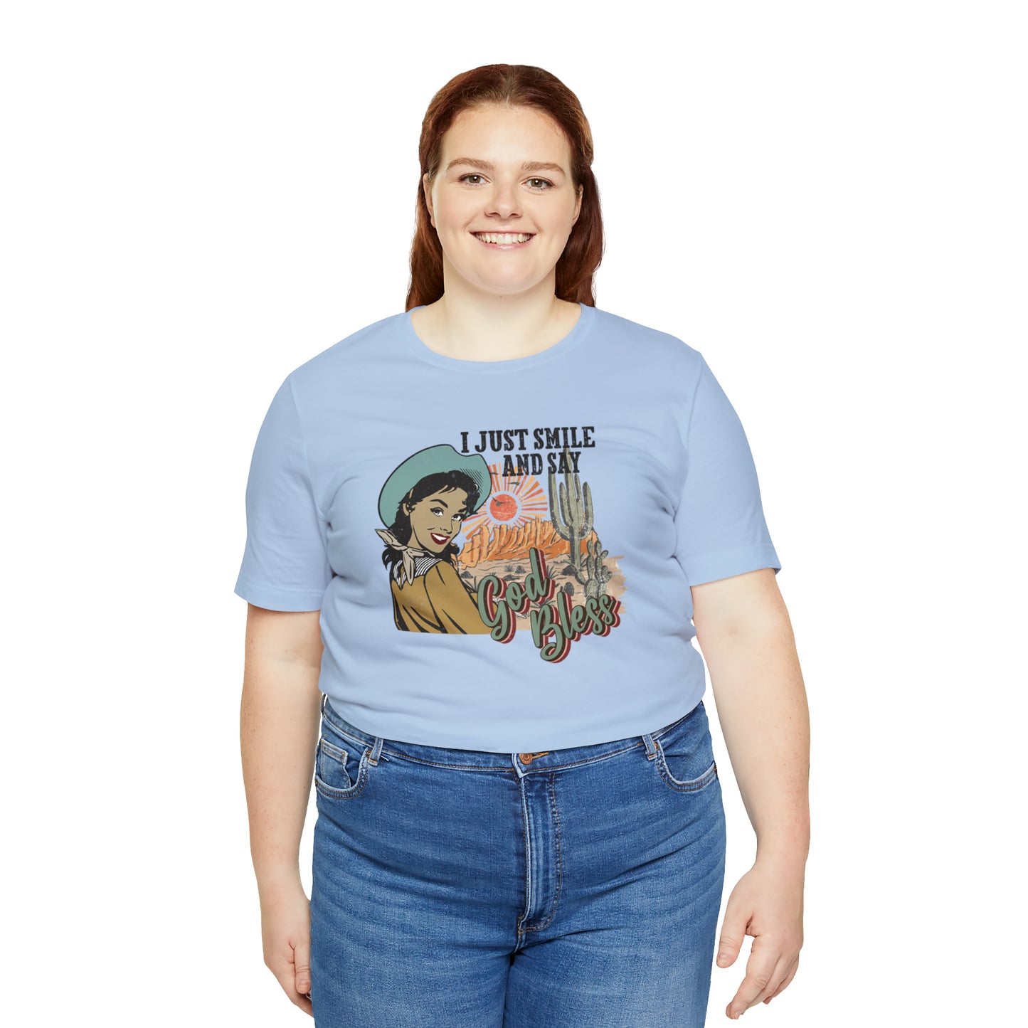 Vintage I just Smile and Say God Bless Unisex Jersey Short Sleeve Tee