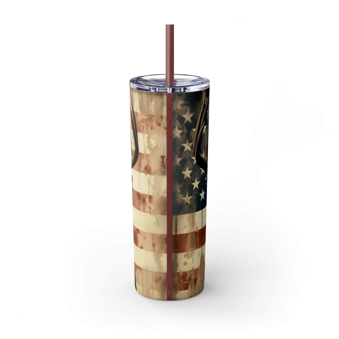 American Deer Hunting Skinny Tumbler with Straw, 20oz