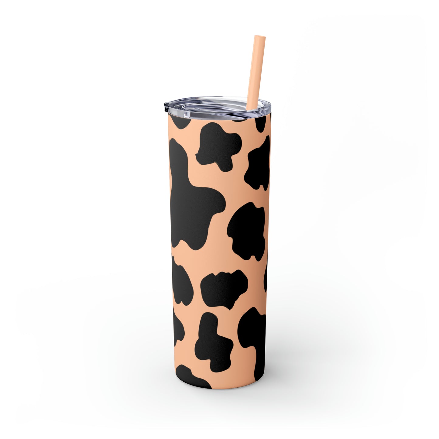Country Cow Print Skinny Tumbler with Straw, 20oz