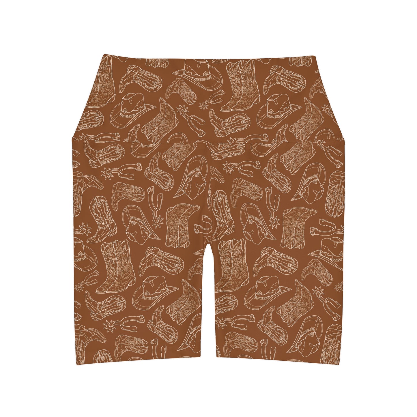 Western Boots and Hats Print Country Yoga Shorts
