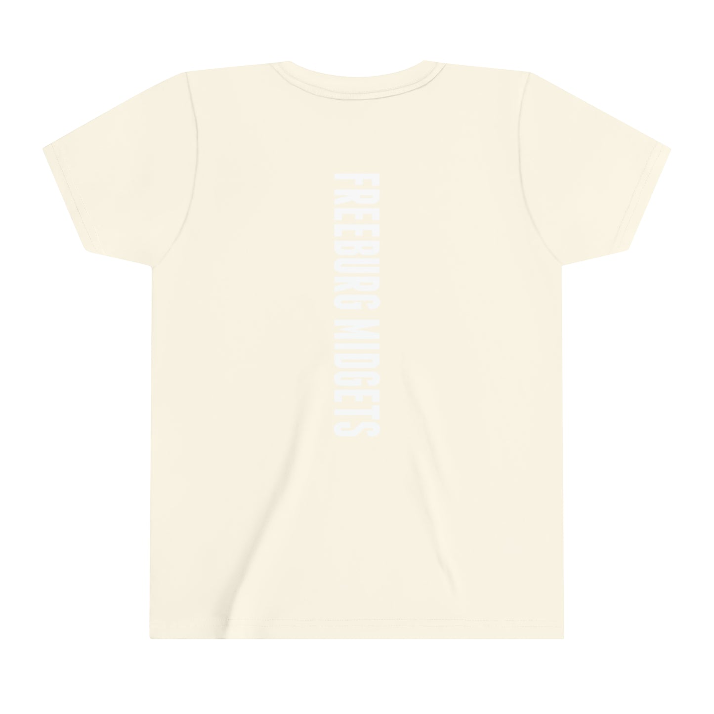 YOUTH - Front and Back Design - Varsity F Vertical Freeburg Midgets Logo - Short Sleeve Tee