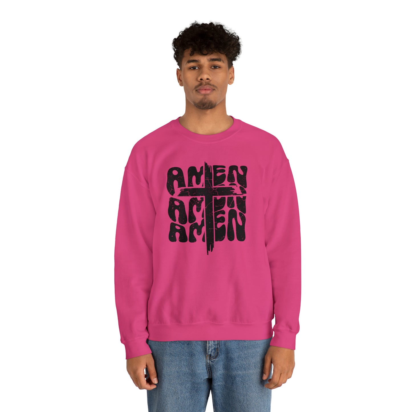 Amen Amen Amen with Cross Design Heavy Blend™ Crewneck Sweatshirt