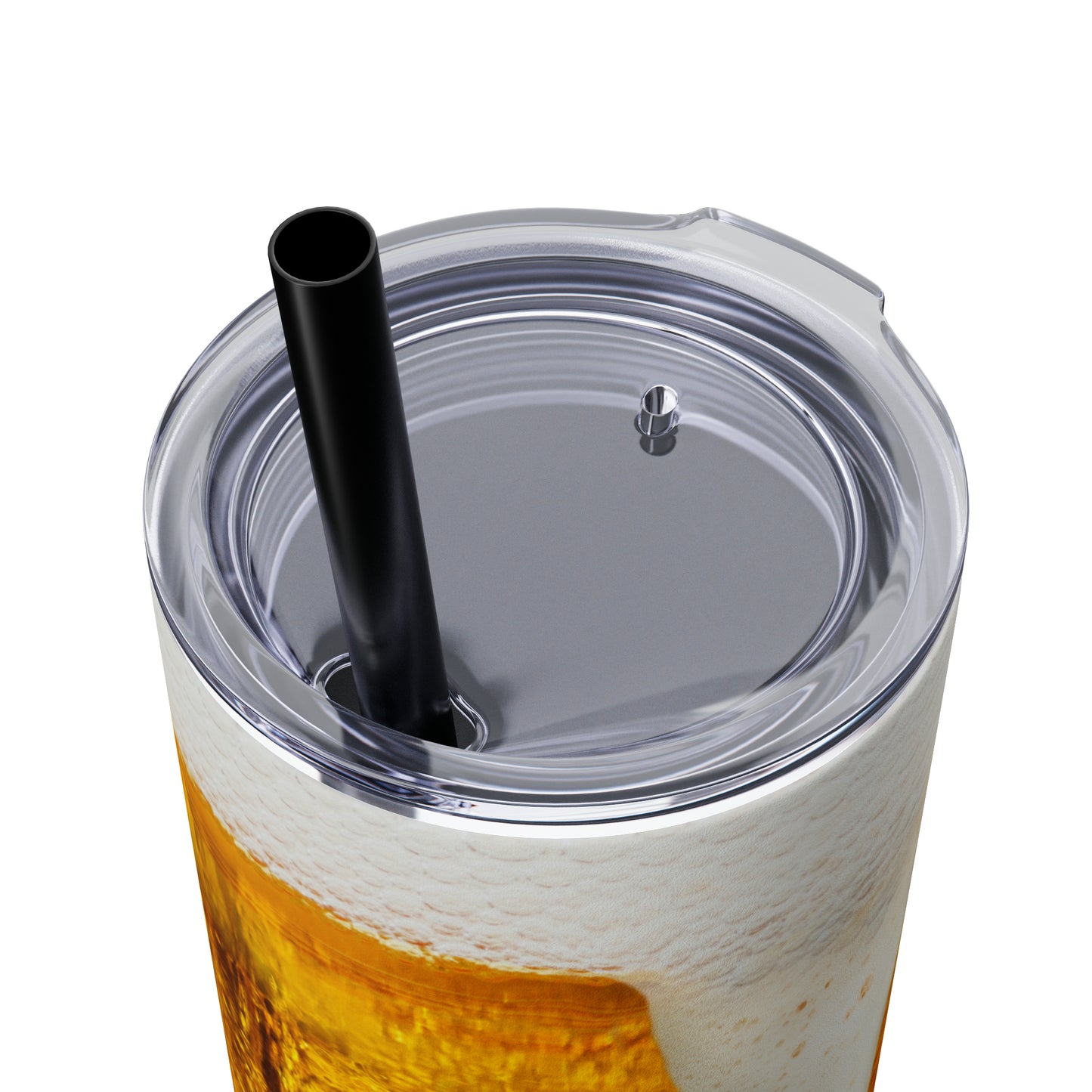 Beer Print with Beer Head Skinny Tumbler with Straw, 20oz