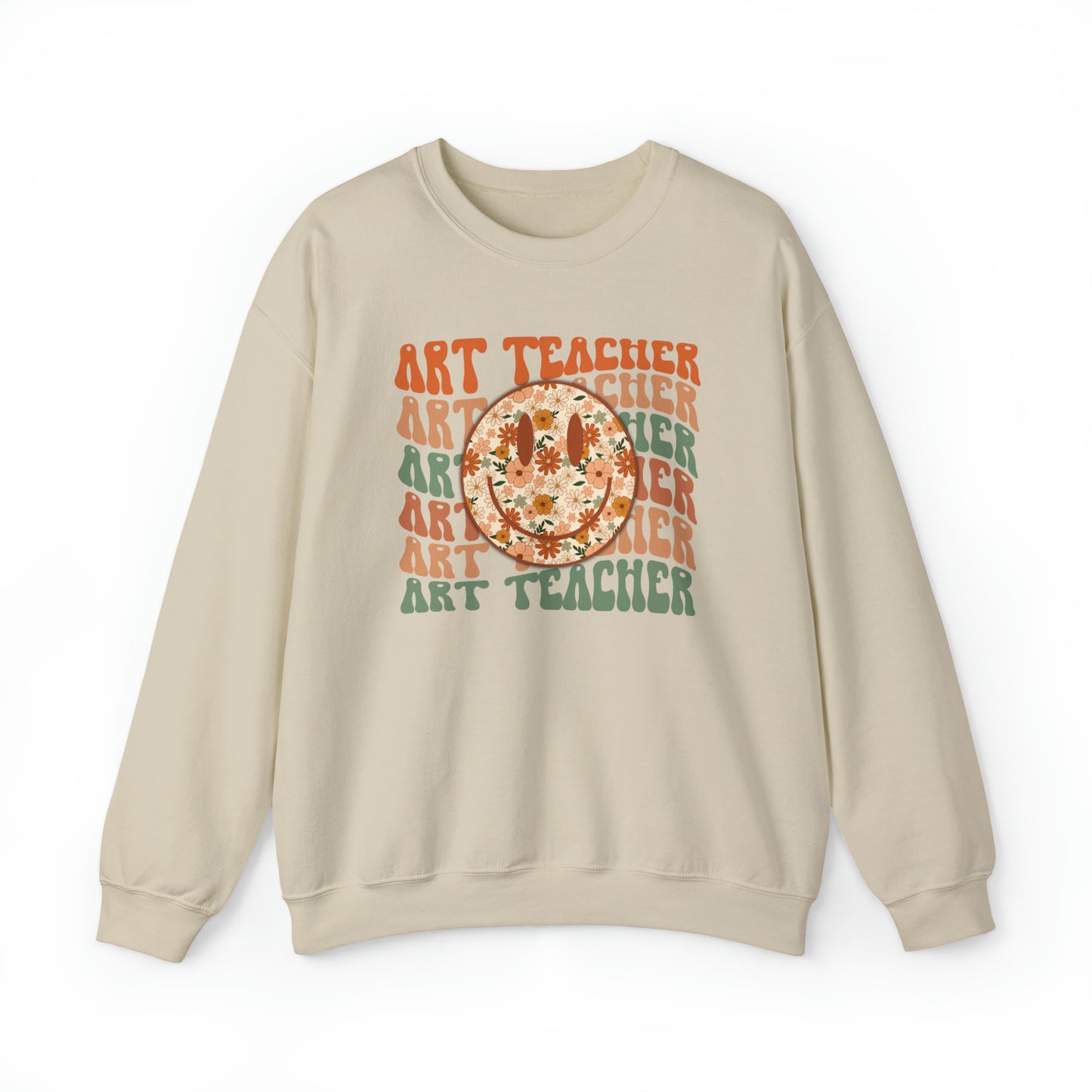 Art Teacher with Smiley Face Heavyweight Crewneck Sweatshirt