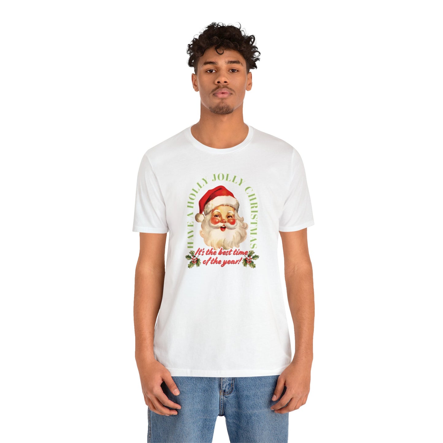Have a Holly Jolly Christmas Arched Classic Santa Bella Jersey Short Sleeve Tee (Unisex)
