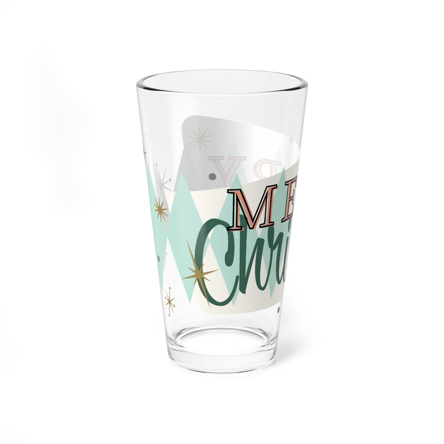 Retro Merry Christmas Mixing Glass, 16oz