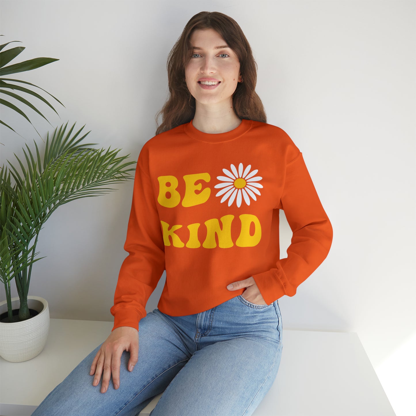 Be Kind Yellow Sunflower Unisex Heavy Blend™ Crewneck Sweatshirt
