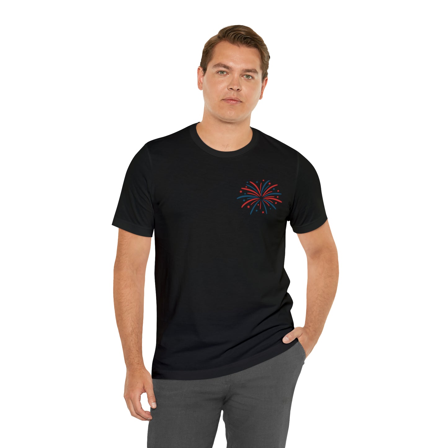 "Land of the Free Because of the Brave" Unisex Jersey Short Sleeve Tee (Front and Back Design)