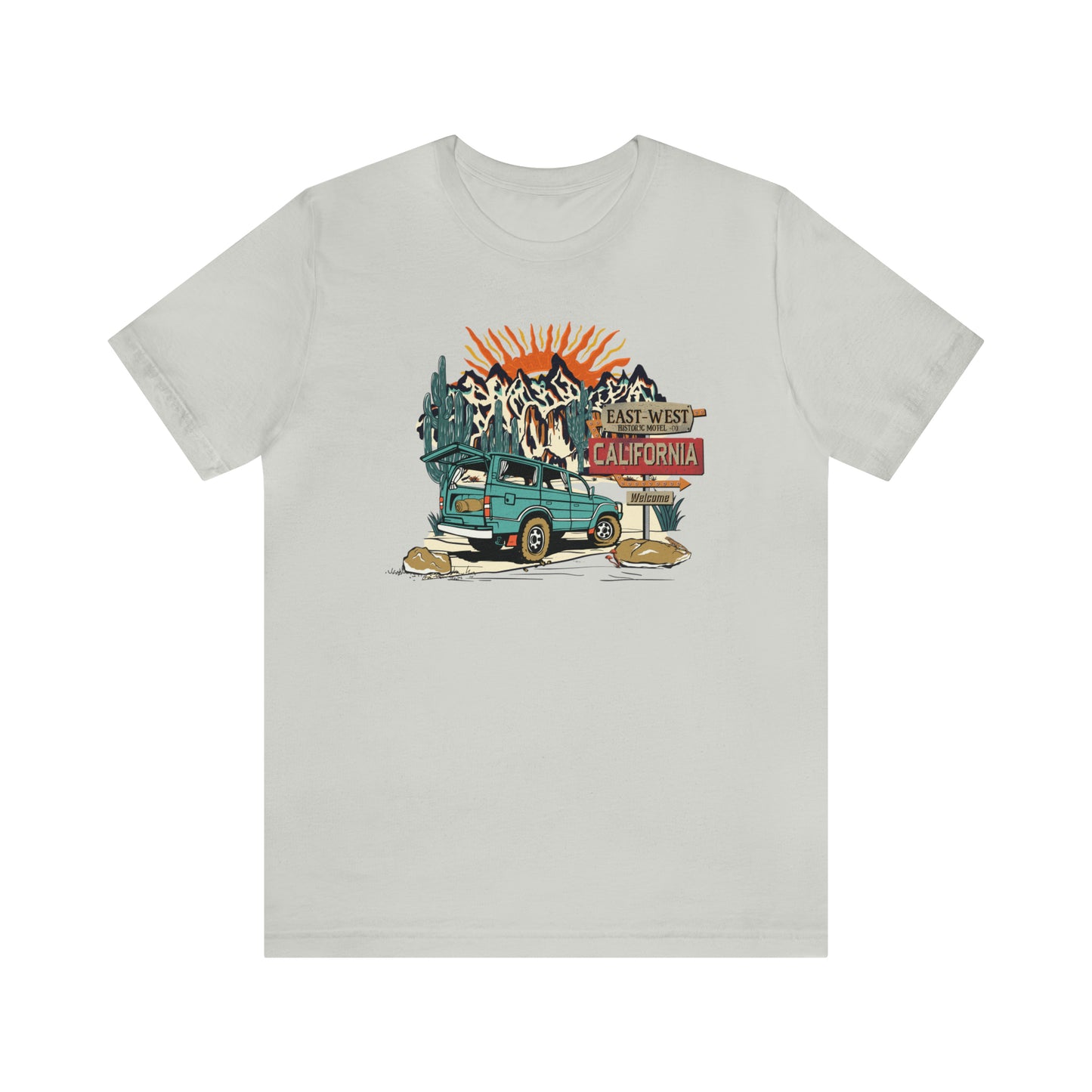 Vintage Mountain Scene with Bronco Unisex Jersey Short Sleeve Tee