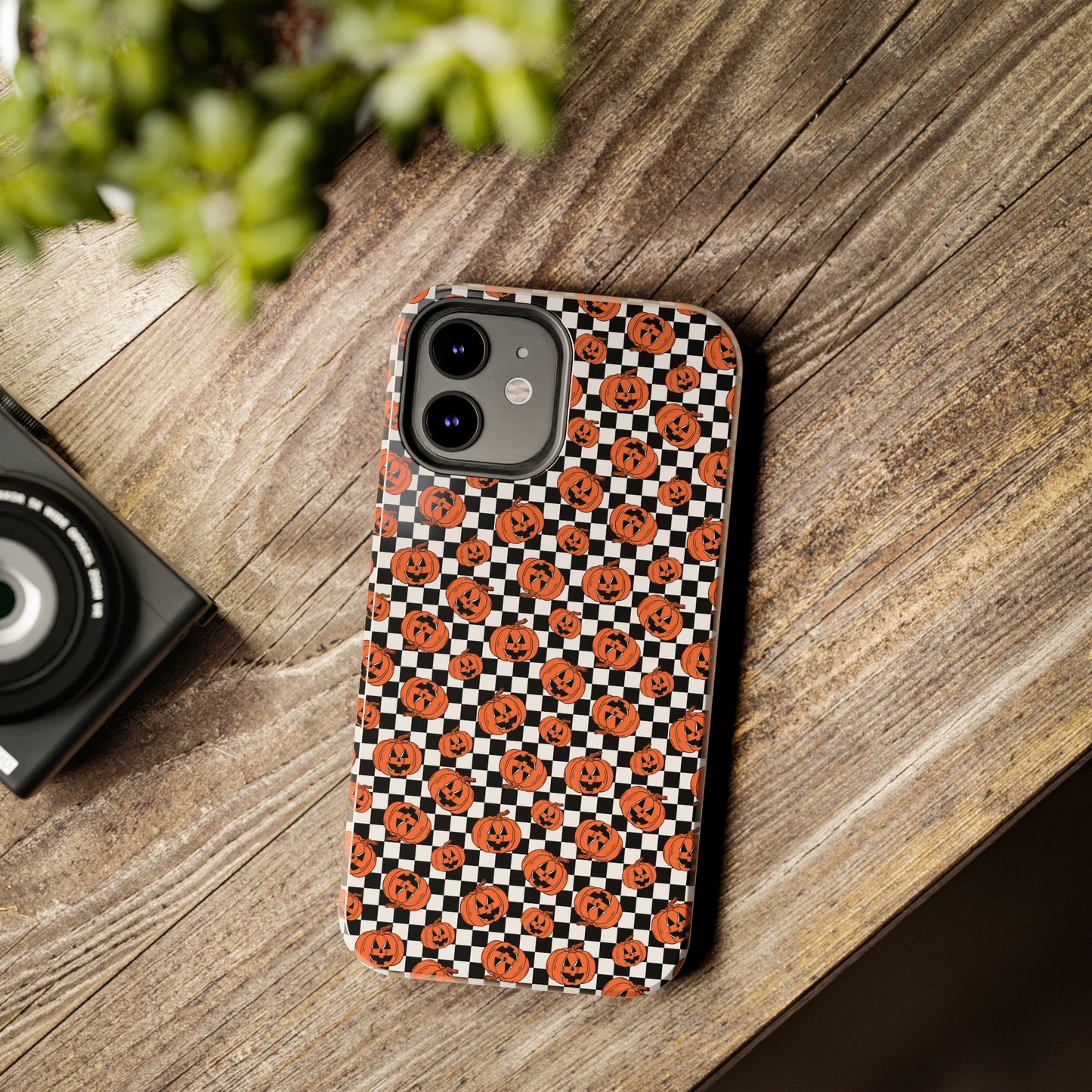 Pumpkin / Jack-O-Lantern Checkerboard Halloween/ Fall Patterned Tough Phone Cases