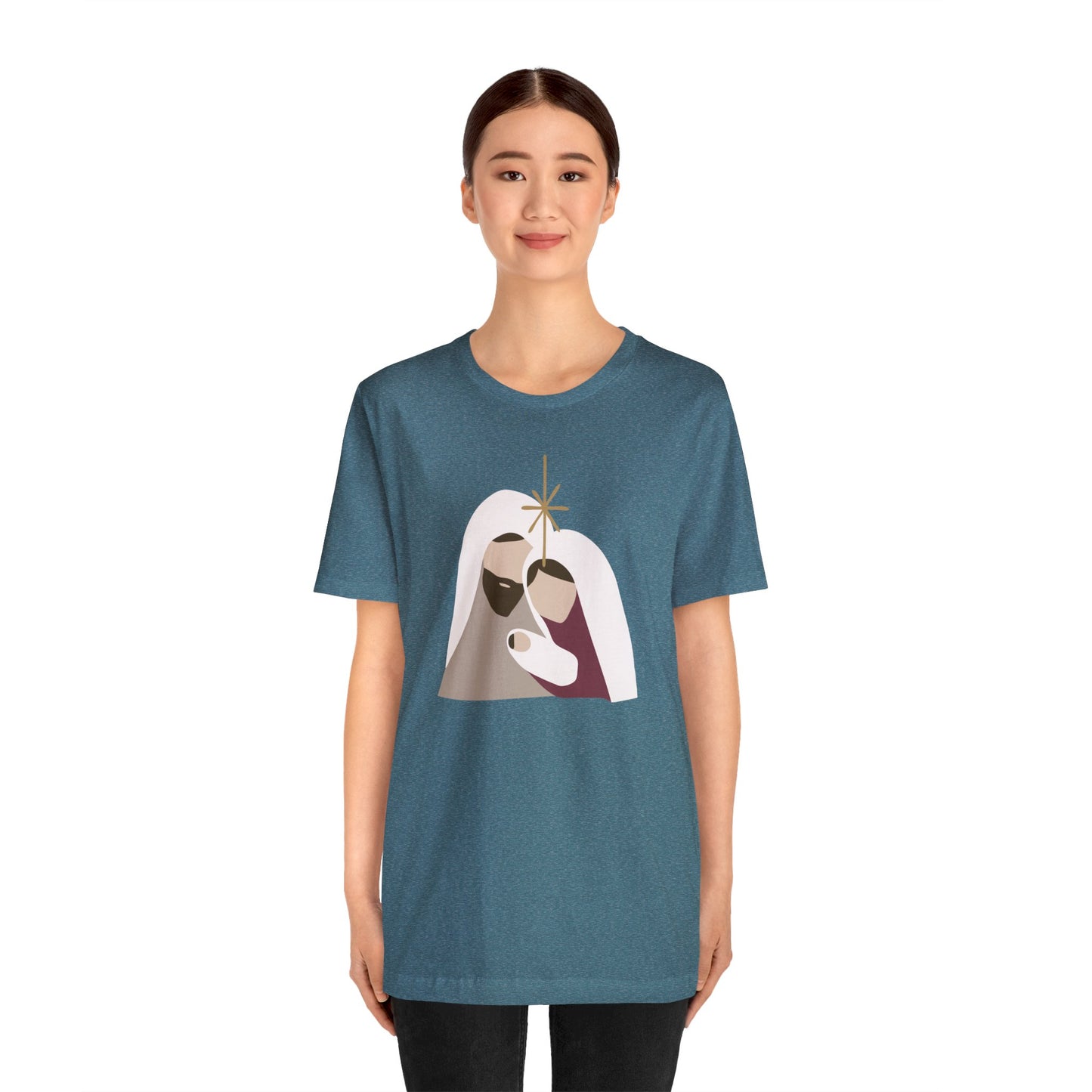 Holy Family Christmas Christian Bella Jersey Short Sleeve Tee (Unisex)