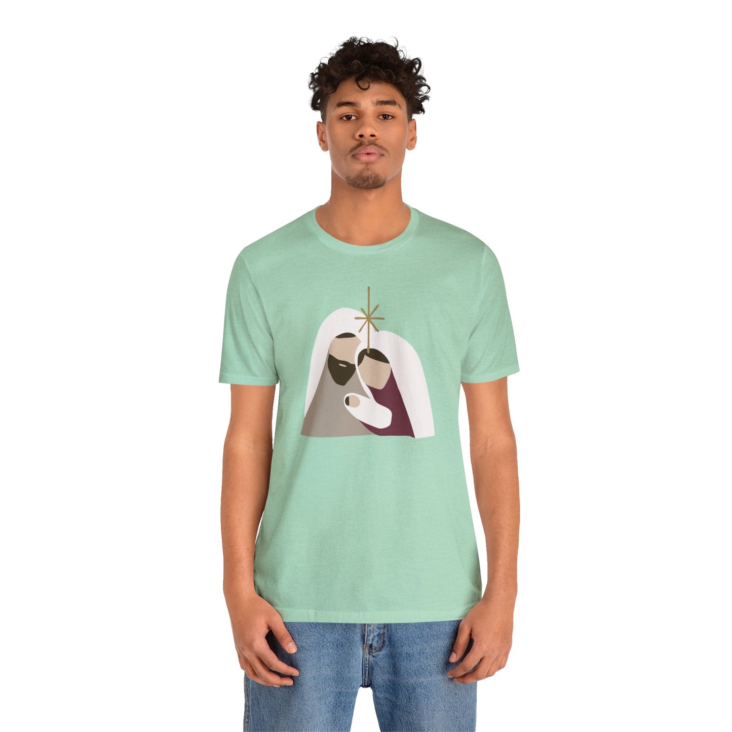 Holy Family Christmas Christian Bella Jersey Short Sleeve Tee (Unisex)