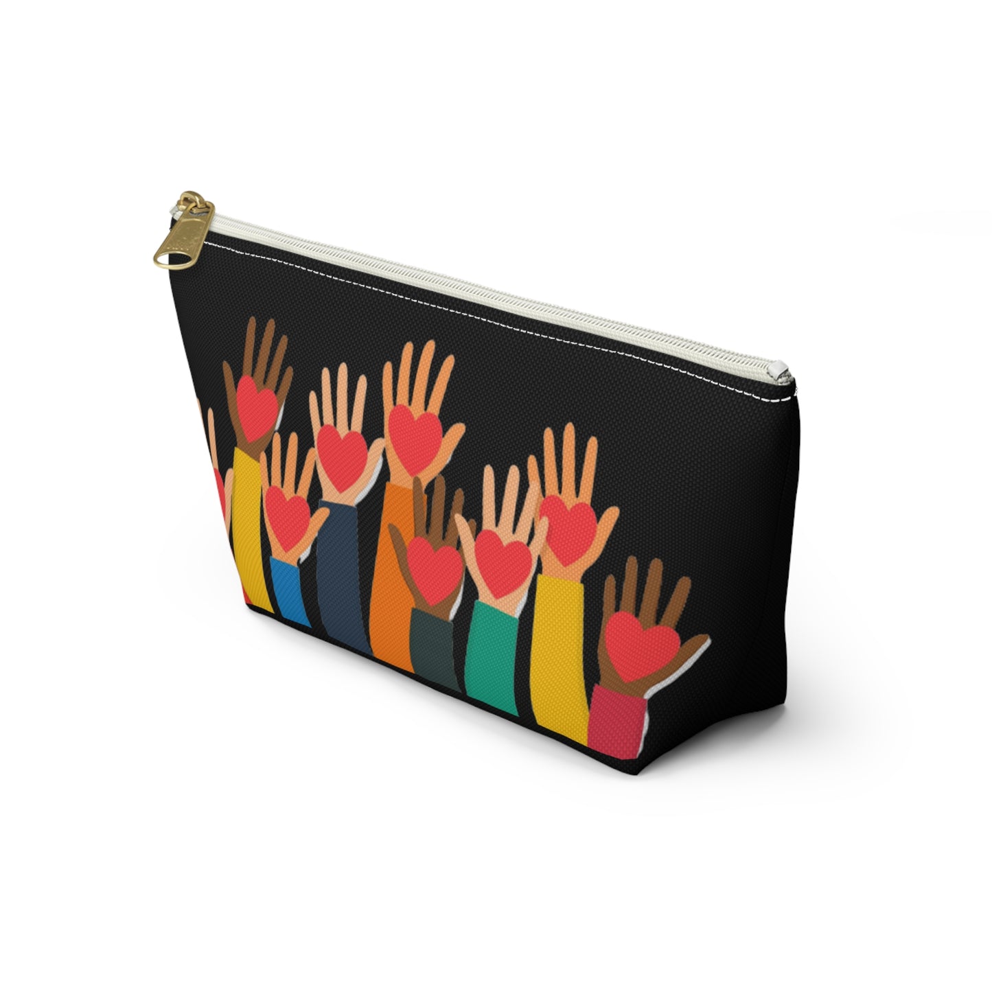 Hearts Hands and Love Print Design Accessory Pouch w T-bottom
