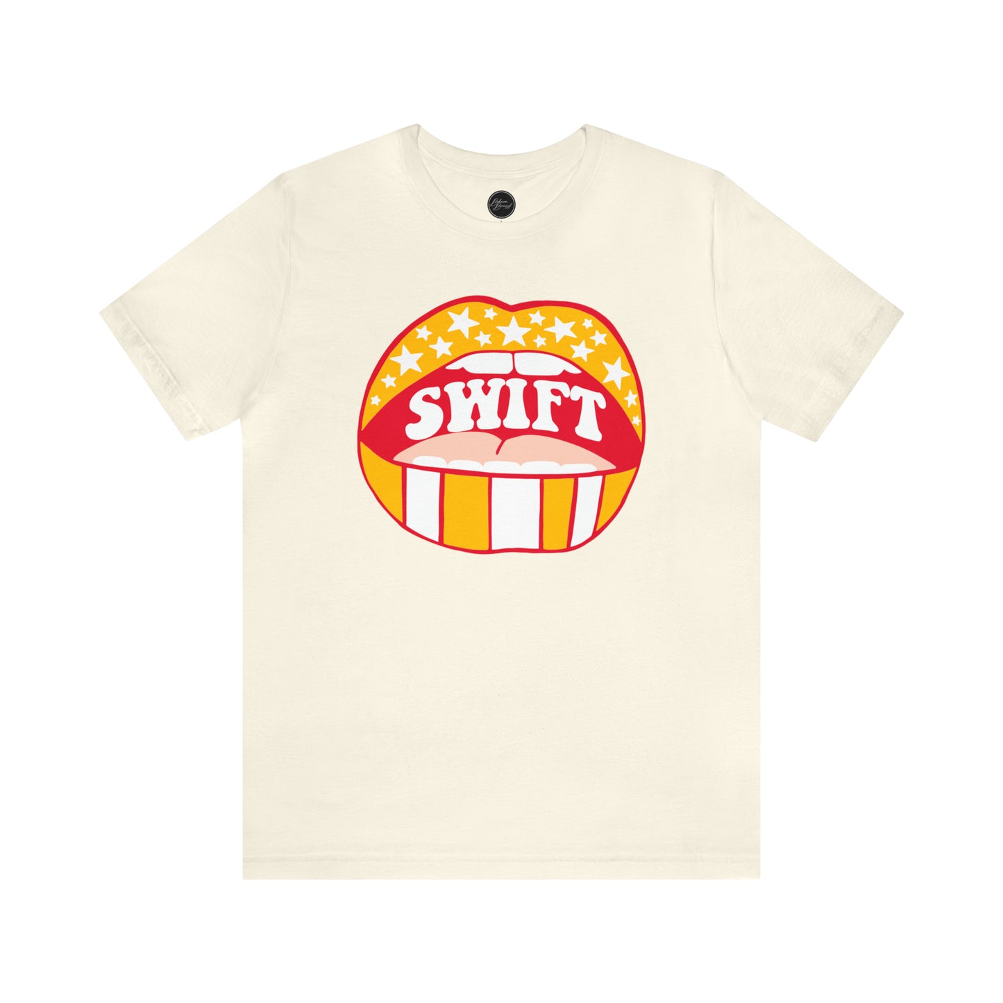 Swift Red, Yellow and White Lips Bella Jersey Short Sleeve Tee (Unisex)