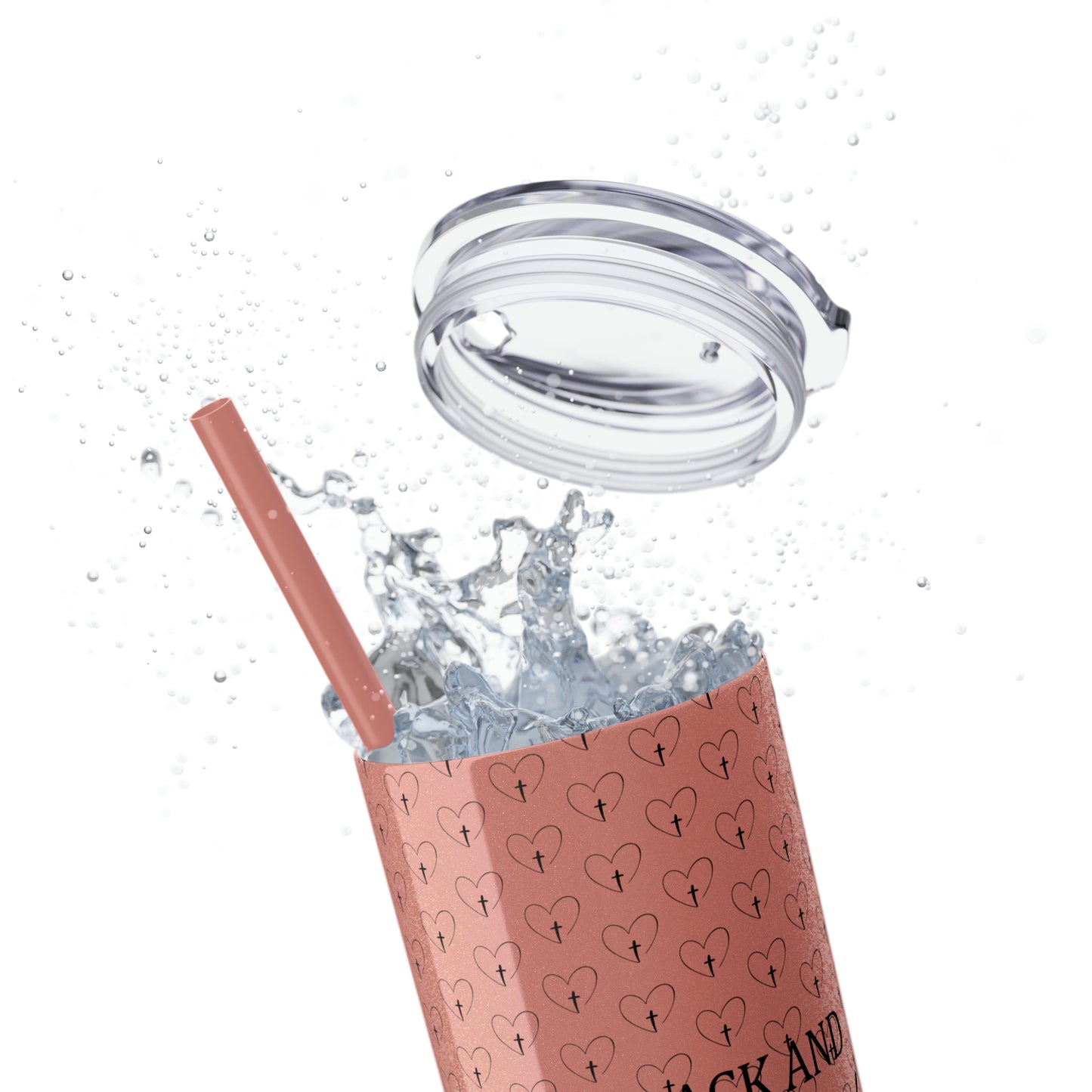 Look Back and Thank God Look Forward and Trust God Christian Skinny Tumbler with Straw, 20oz