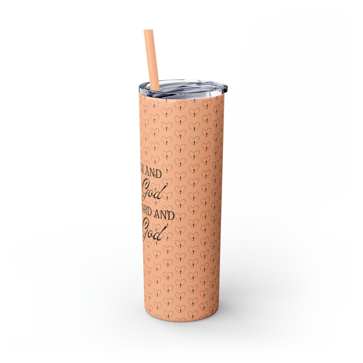 Look Back and Thank God Look Forward and Trust God Christian Skinny Tumbler with Straw, 20oz