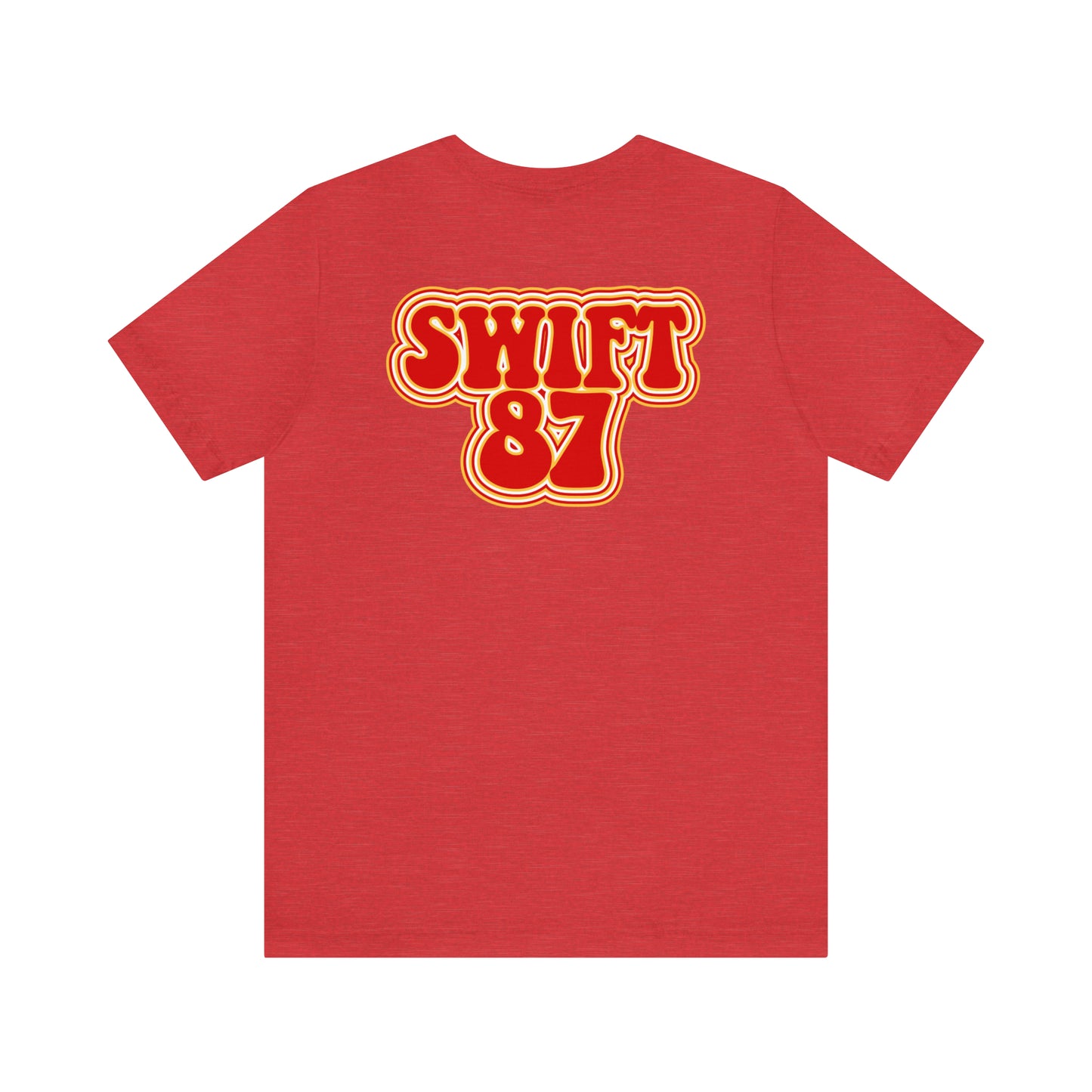 Swift Kelce Football Bubble Font Bella Jersey Short Sleeve Tee (Unisex) - Front and Back Design