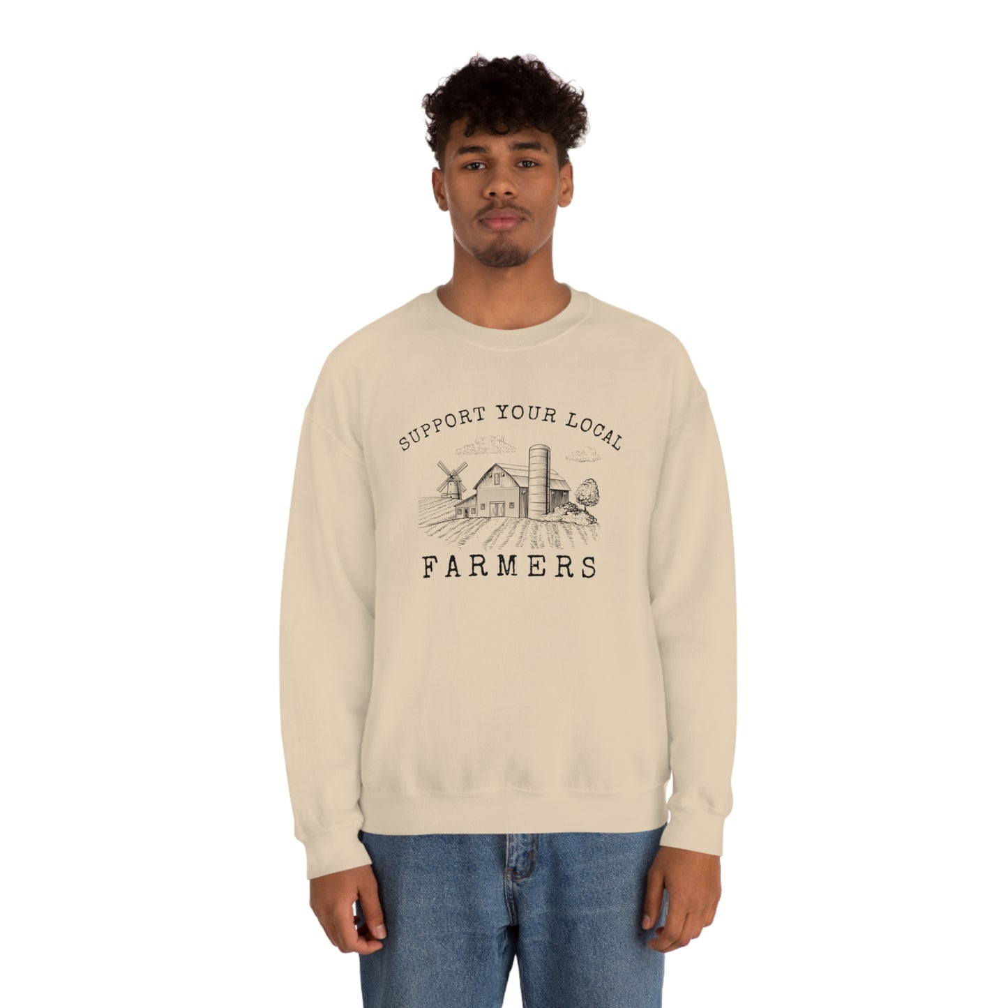 "Support Your Local Farmers - Wide Scene" - Unisex Heavy Blend™ Crewneck Sweatshirt