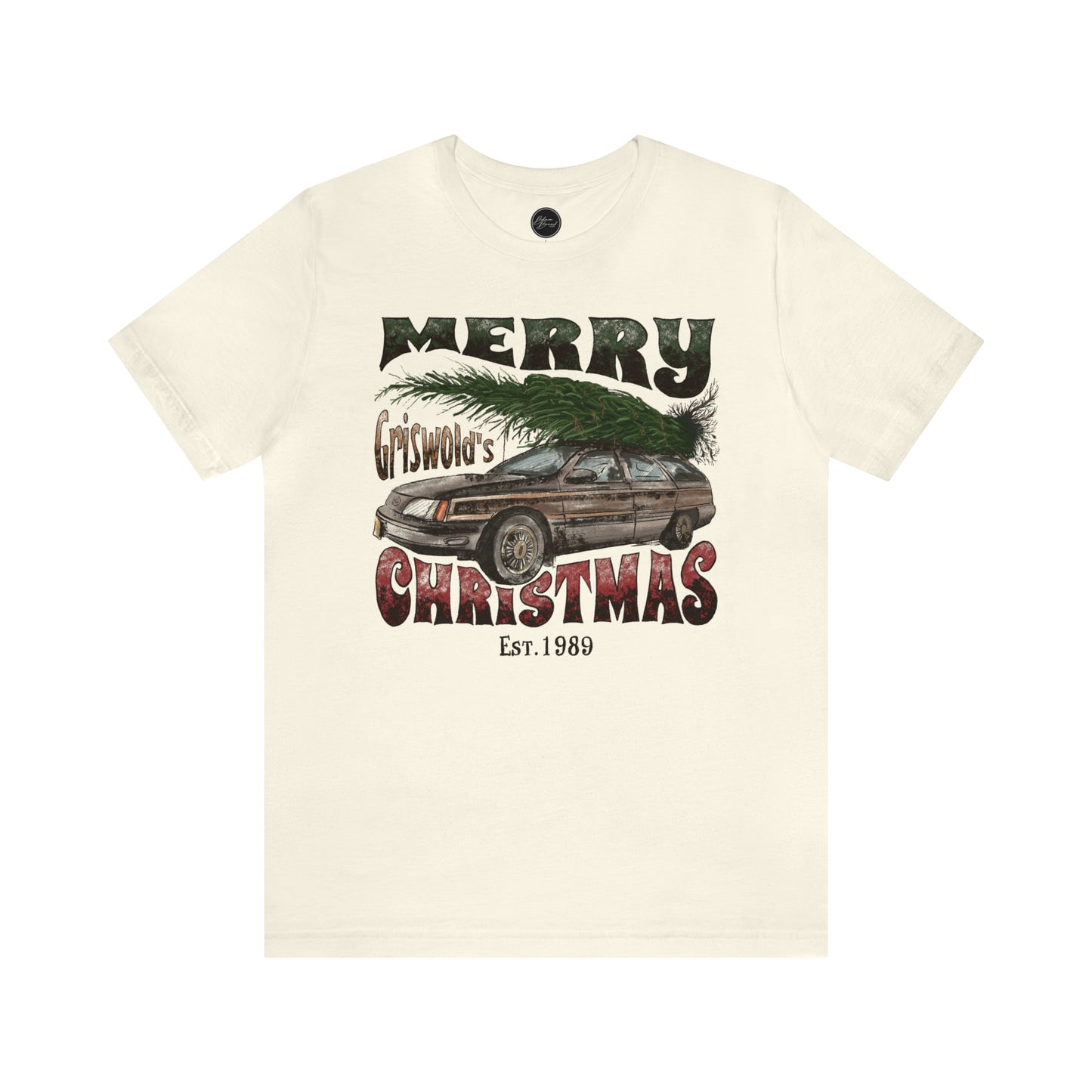 Distressed Griswold's Christmas Tree Station Wagon Holiday Bella Jersey Short Sleeve Tee (Unisex)