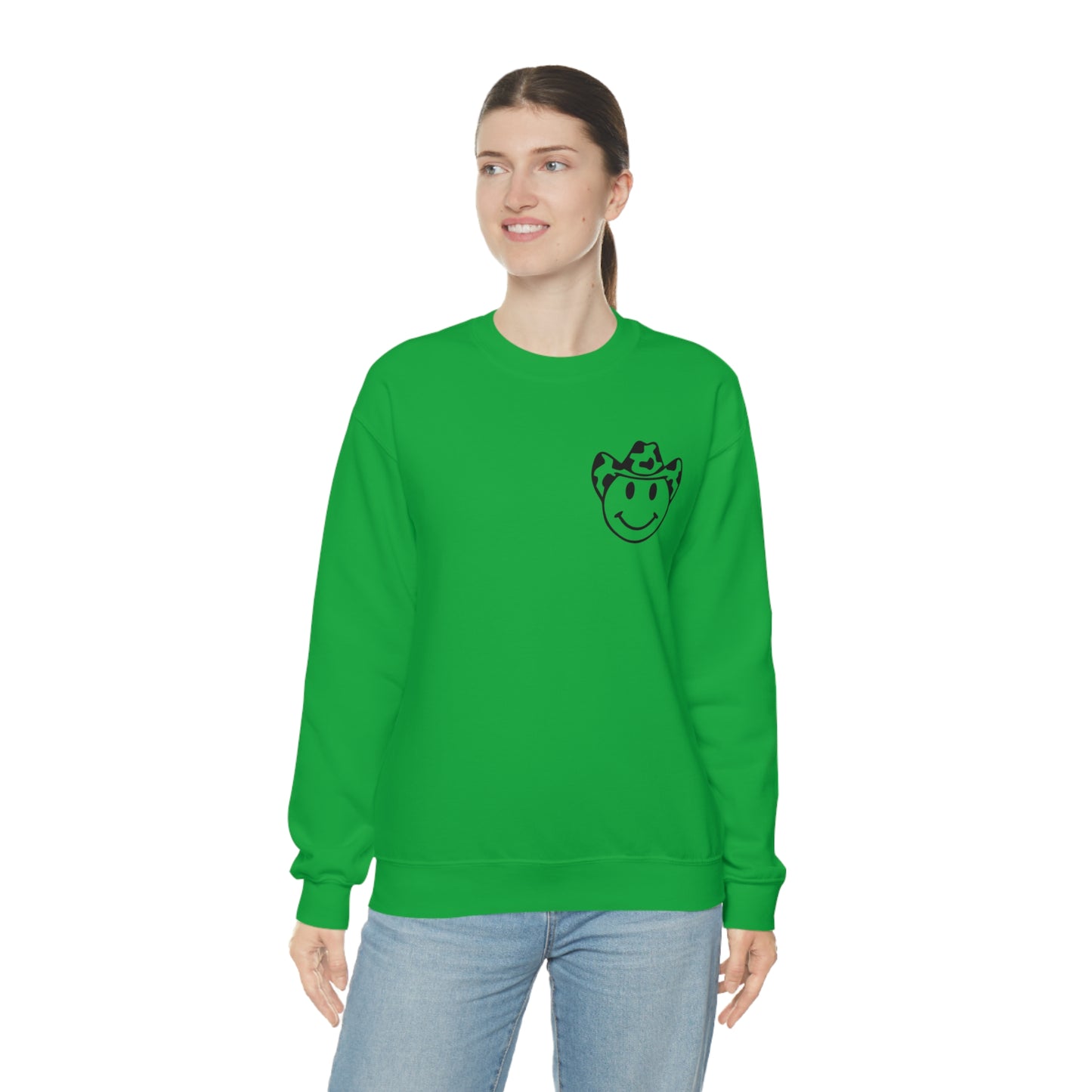 "Smiley Face HOWDY" (Front and Back Design) - Unisex Heavy Blend™ Crewneck Sweatshirt