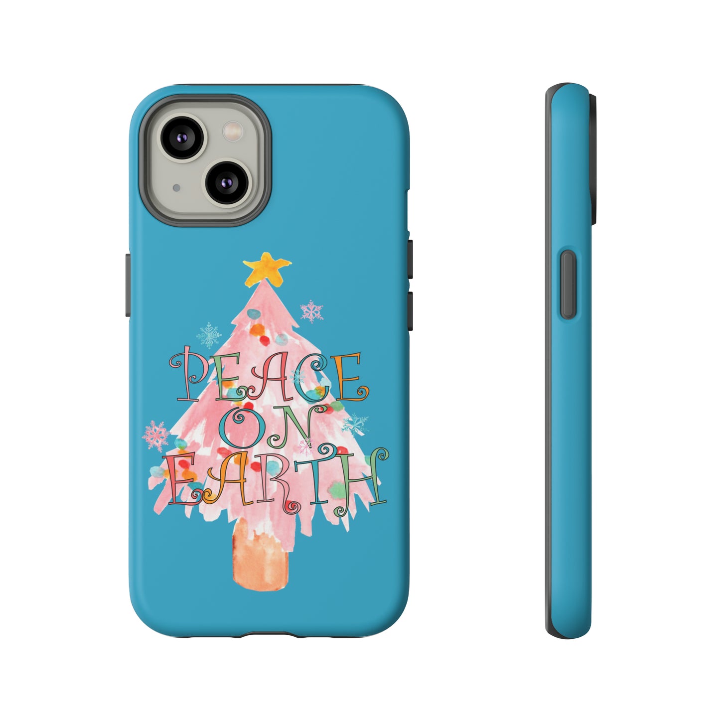 Peace on Earth Christmas/ Holiday Apple iPhone Tough Cases - Turquoise