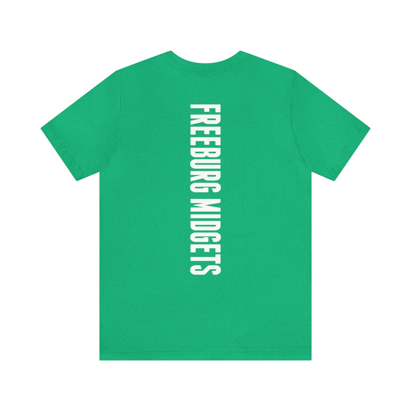 Front and Back Design - Varsity F Vertical Freeburg Midgets Logo Bella Jersey Short Sleeve Tee (Unisex)