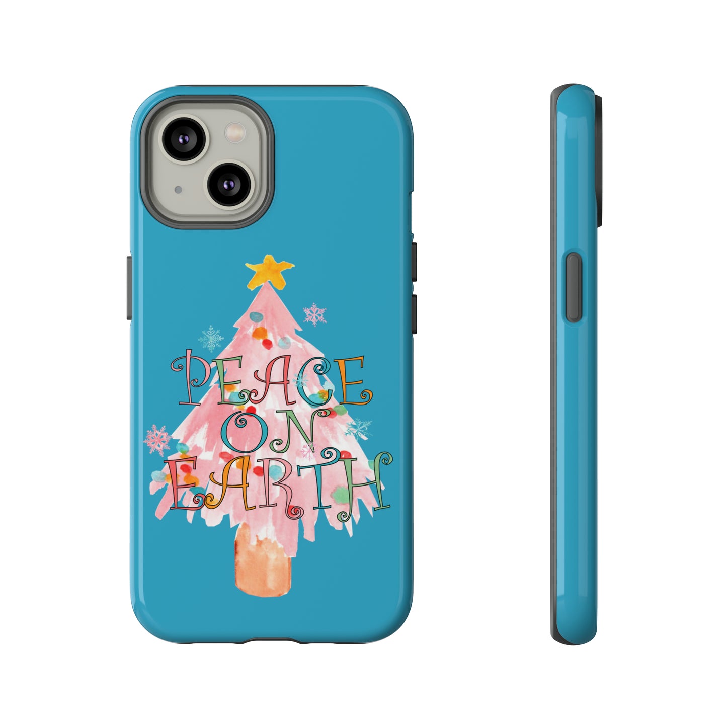 Peace on Earth Christmas/ Holiday Apple iPhone Tough Cases - Turquoise