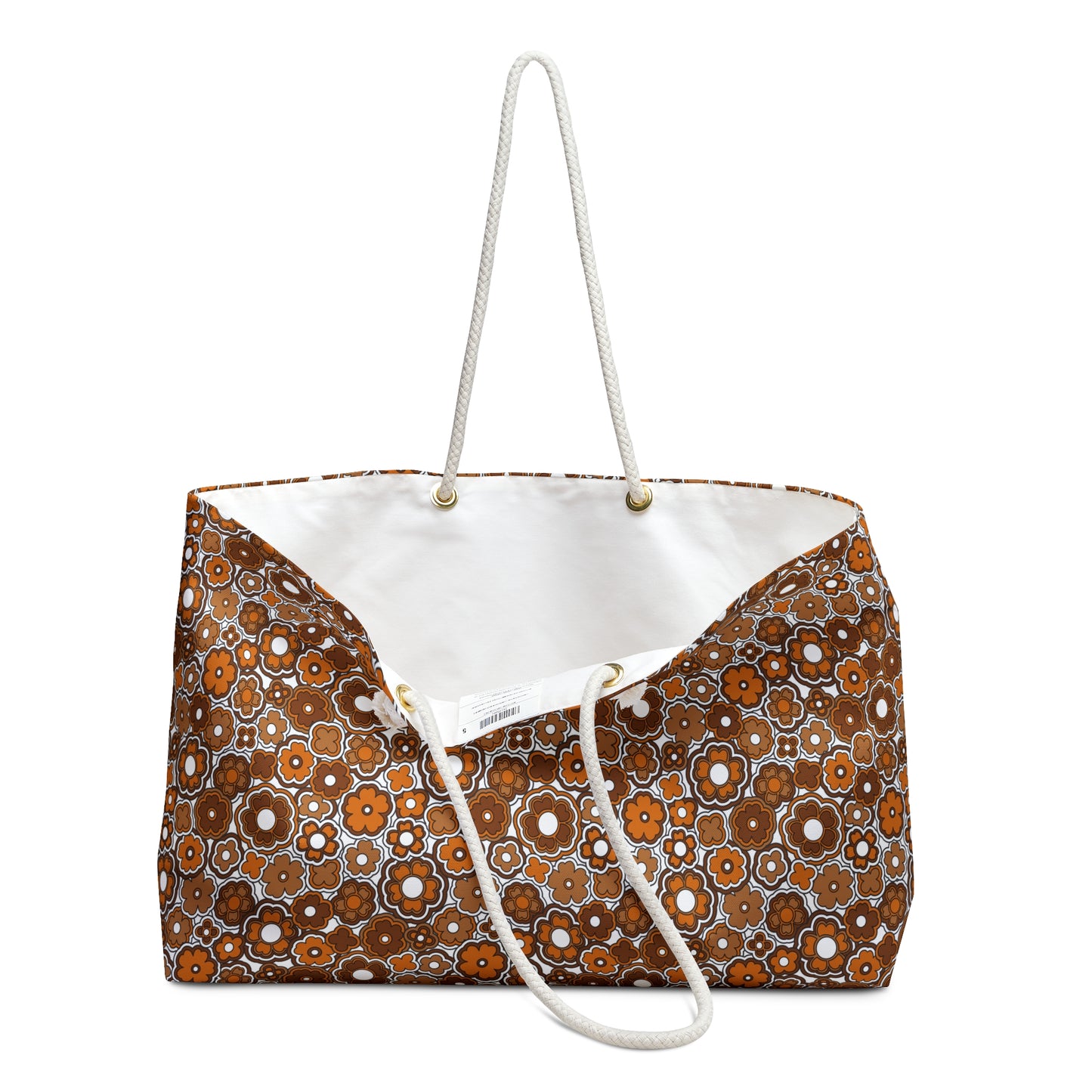 Retro Brown Flower Power Weekender Bag