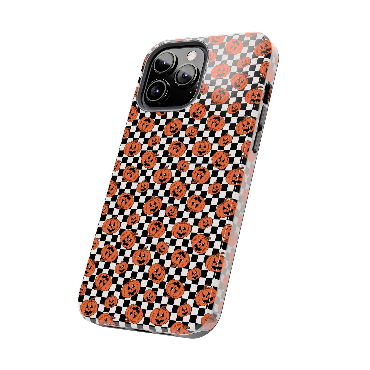 Pumpkin / Jack-O-Lantern Checkerboard Halloween/ Fall Patterned Tough Phone Cases
